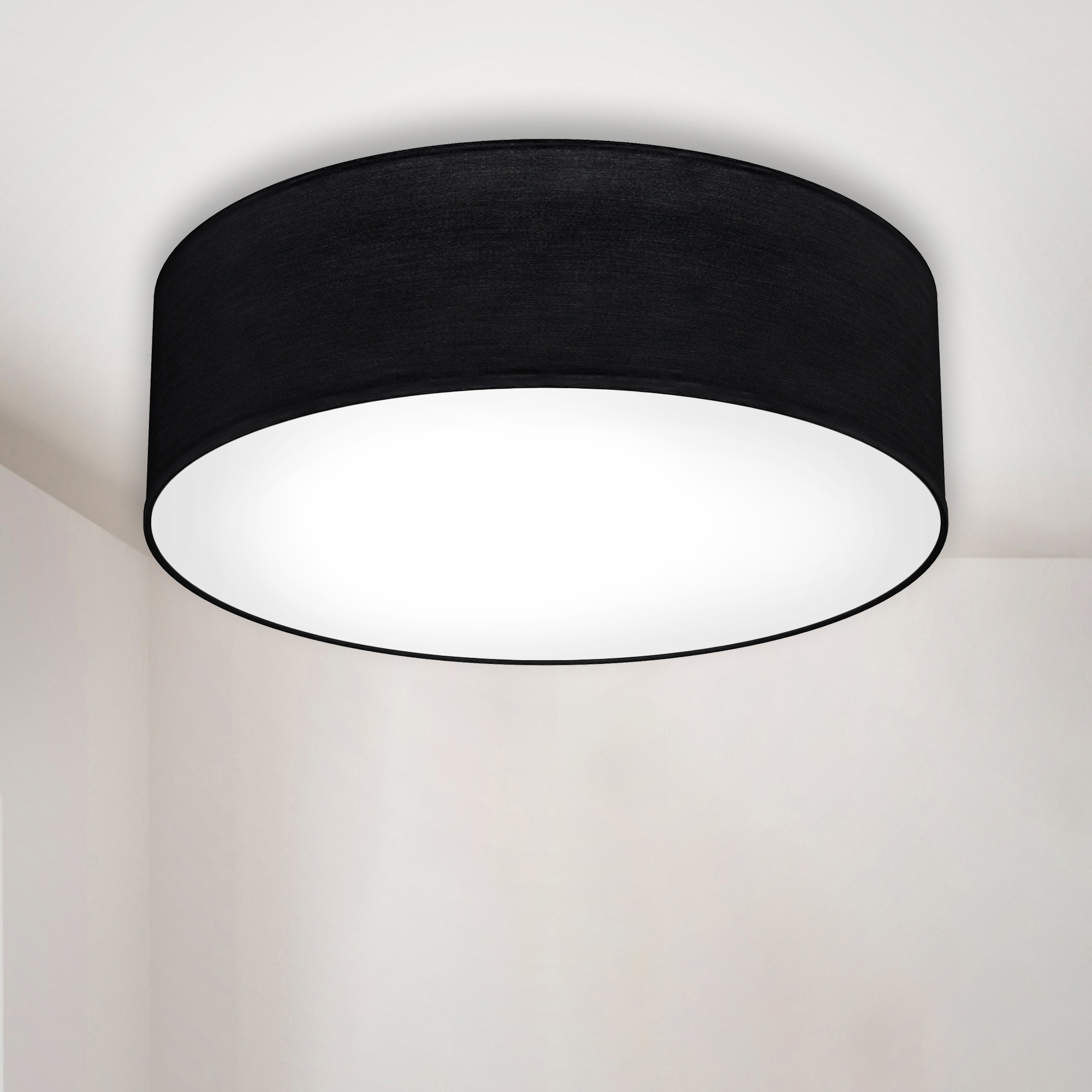 B.K.Licht LED Deckenleuchte, 1 flammig-flammig, bestellen schwarz, Deckenlampe, Textil Wohnzimmer Schlafzimmer, Lampenschirm, online