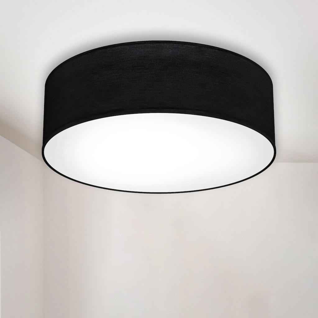 B.K.Licht LED Deckenleuchte, 1 flammig-flammig, Deckenlampe, Textil Lampenschirm, schwarz, Schlafzimmer, Wohnzimmer