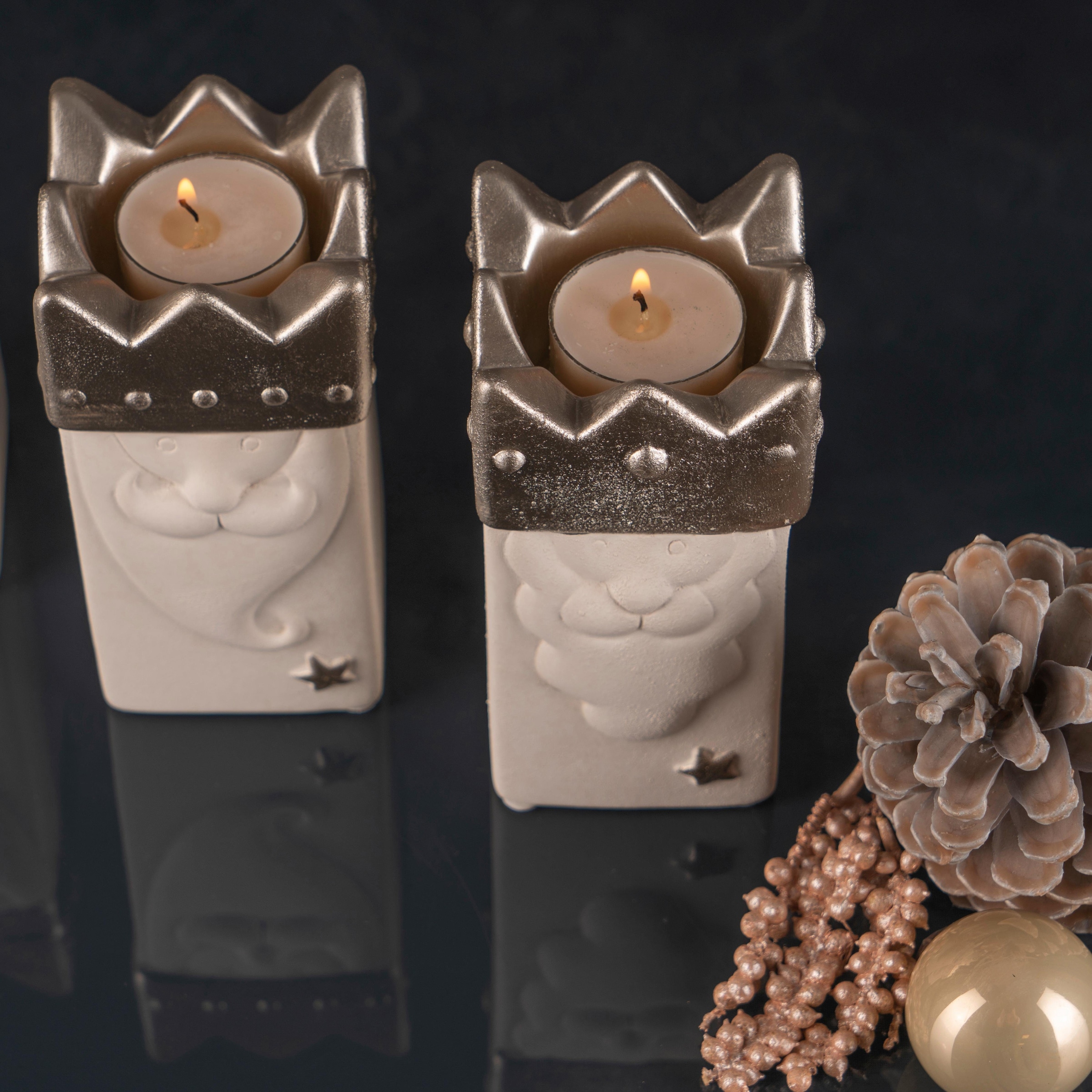 Fabriano Kerzenhalter »Heilige 3 Könige, Weihnachtsdeko«, (Set, 3 St.), mit  Lichtschale in der Krone