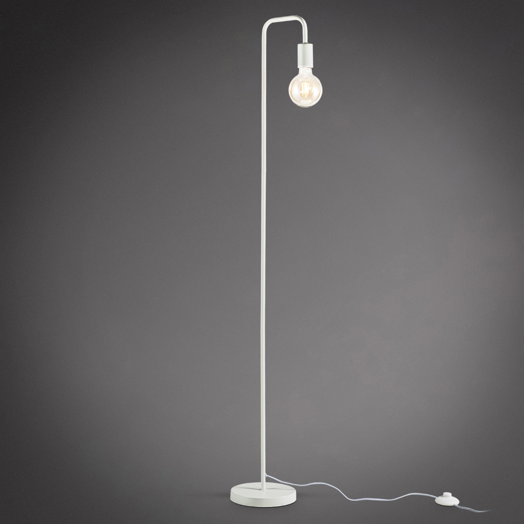 B.K.Licht Stehlampe, Metall, weiß, für Leuchtmittel E27 Fassung, Ohne Leuchtmittel, Inkl. Kabelschalter