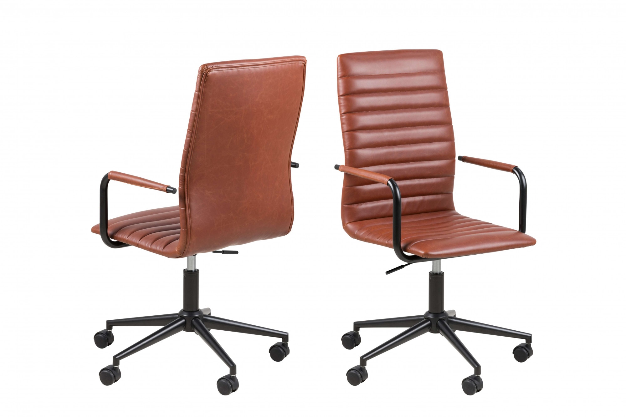 ACTONA GROUP Schreibtischstuhl »Winslow«, Kunstleder, Drehstuhl, Chefsessel, Höhenverstellbar, Armlehne, Cognac Braun