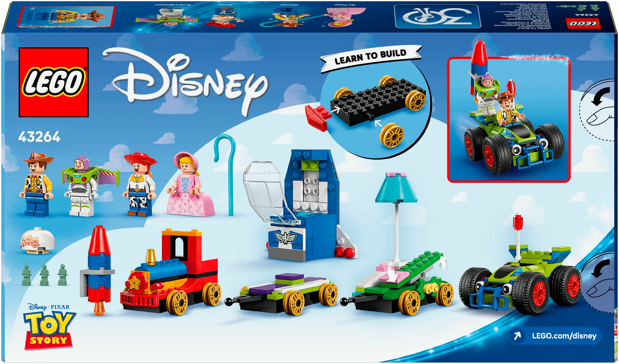 LEGO® Konstruktionsspielsteine »Partyzug und das Auto RC aus Toy Story (43264), LEGO Disney Pixar«, (206 St.), Made in Europe