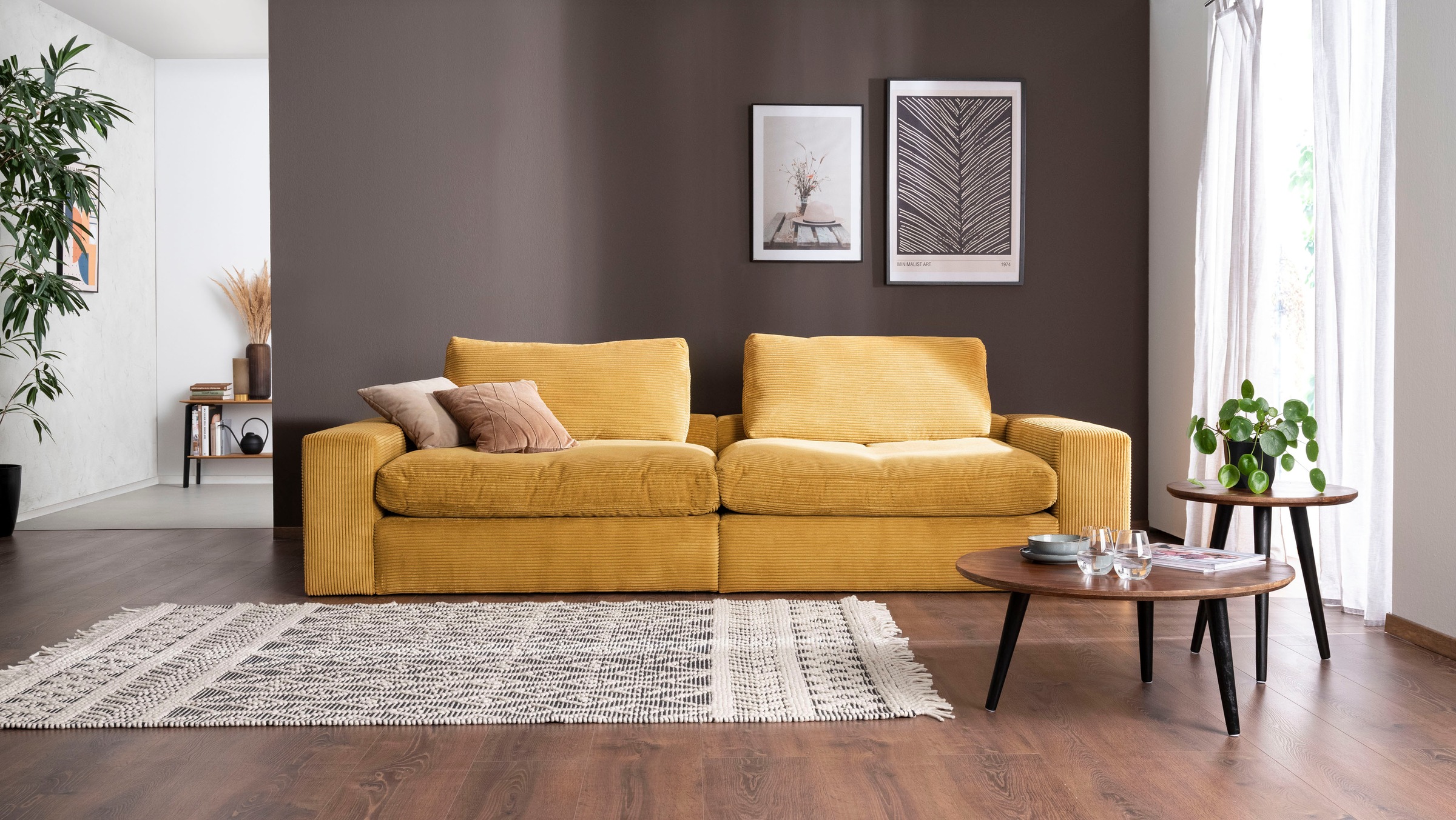 alina Big-Sofa »Sandy« 256 cm breit und 123 cm tief, in modernem Cordstoff günstig online kaufen