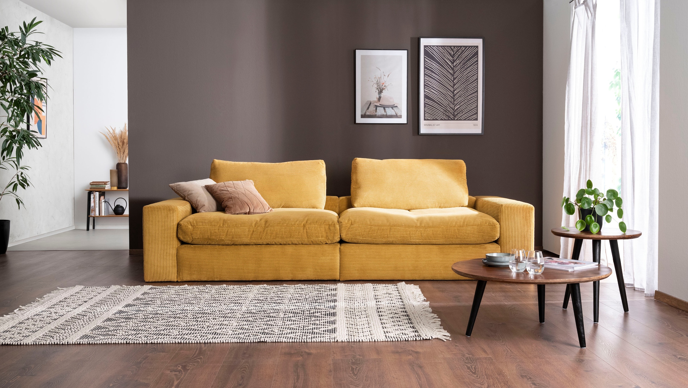 alina Big-Sofa "Sandy", 296 cm breit und 98 cm tief, in modernem Cordstoff günstig online kaufen