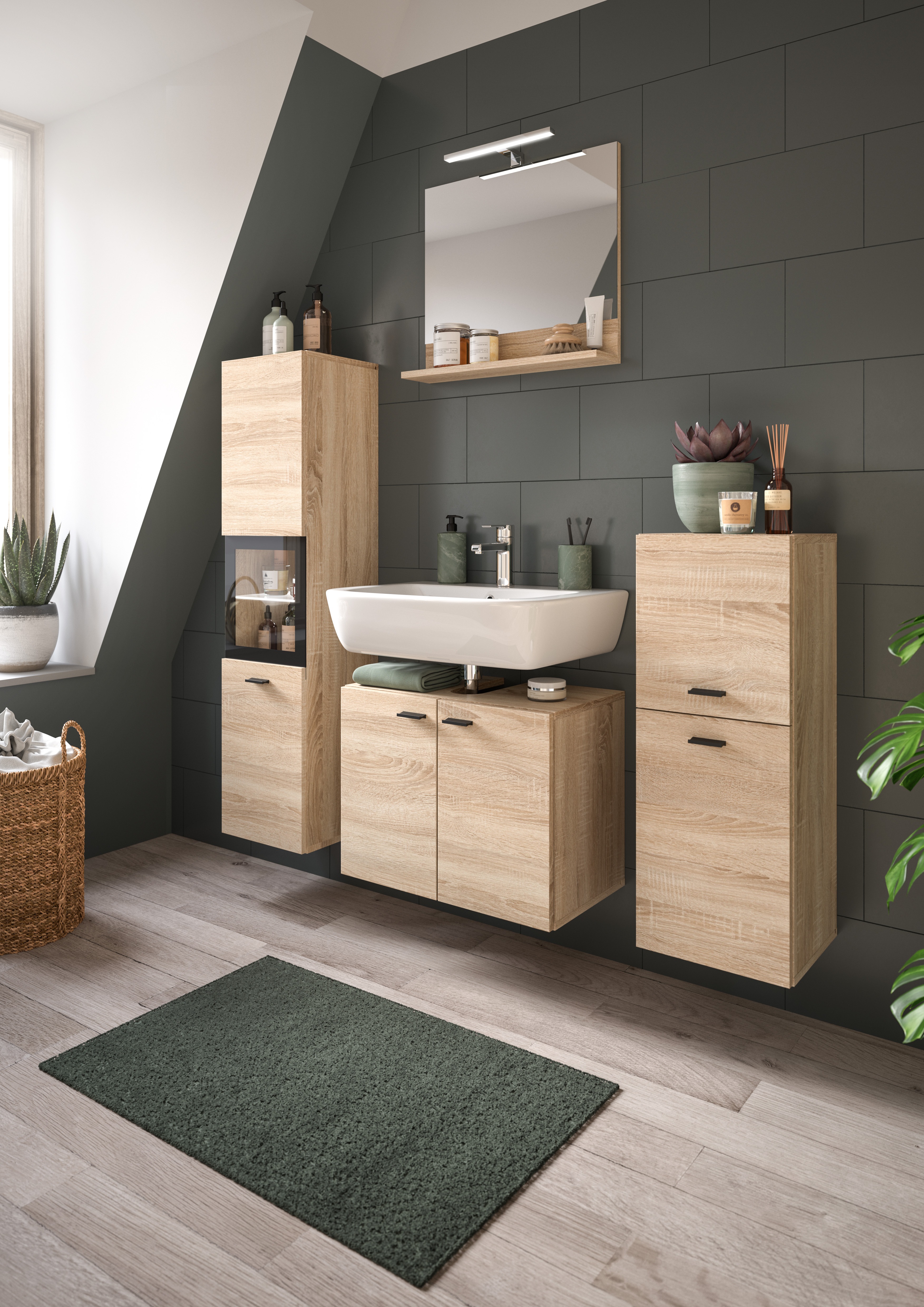 welltime Badmöbel-Set »Tampa, Breite 137cm, 4-teilig« 4 Stk. tlg. Waschbeck günstig online kaufen