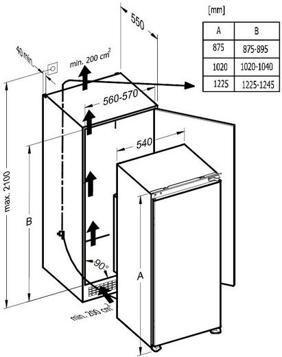 RESPEKTA Einbaukühlschrank »KS88.0«, KS88.0, 87,5 cm hoch, 54 cm breit