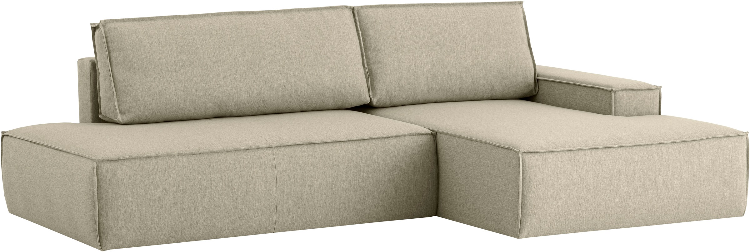Home affaire Ecksofa »SHERWOOD, Schlafsofa in L-Form offen (275cm), Cord, Leinenoptik«, Schlaffunktion und Bettkasten, Kedernaht, hoher Sitz- & Liegekomfort