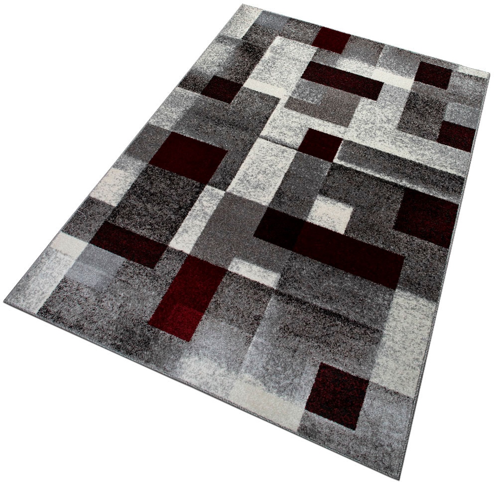 my home Teppich »Corine«, rechteckig, 9 mm Höhe, mit besonders weichem Flor, Kurzflor, modernes Karo-Design, grafisch