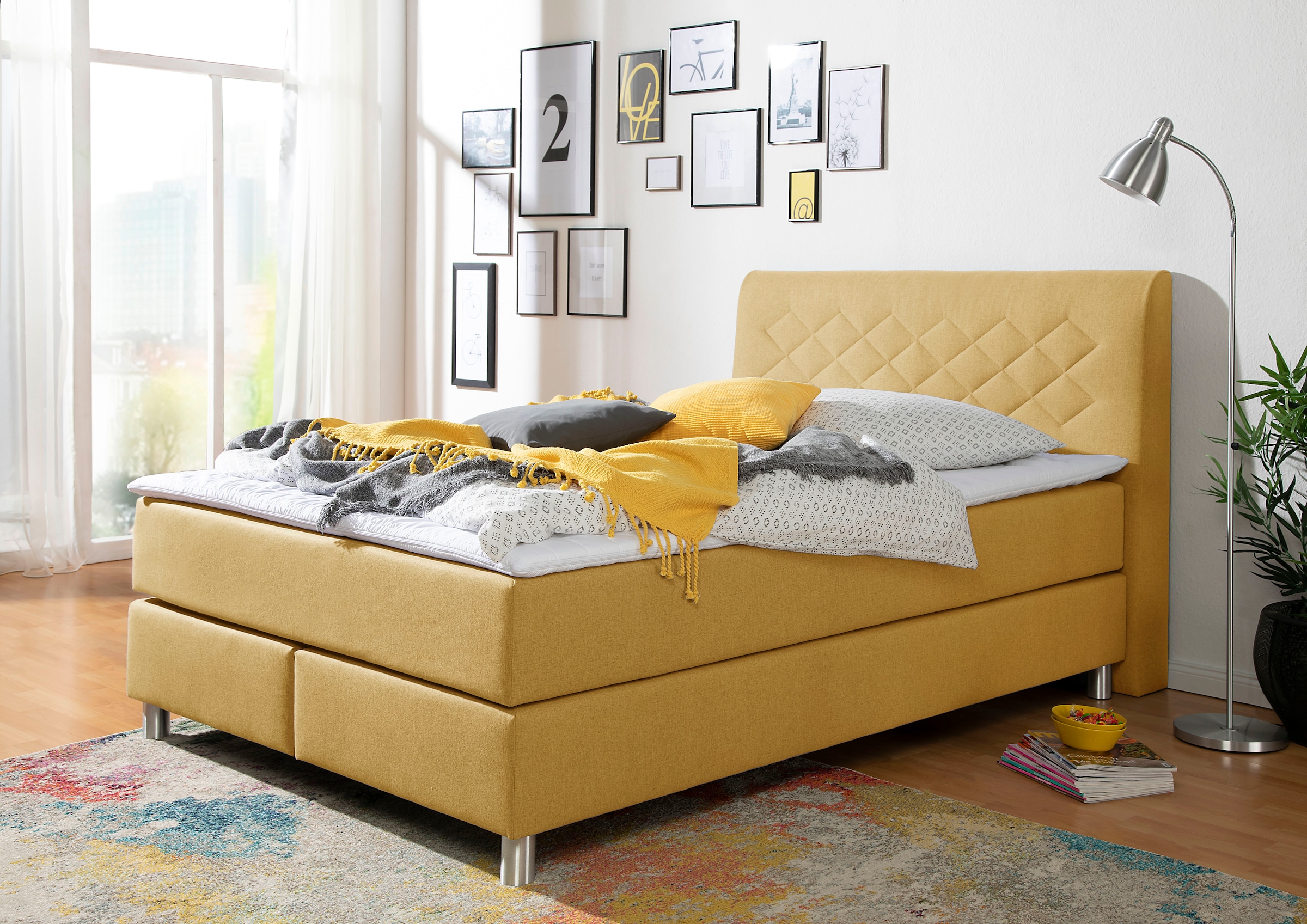 INOSIGN Boxspringbett "Parla", incl. Topper, 4 Farben in 4 Breiten, 2 Härte günstig online kaufen