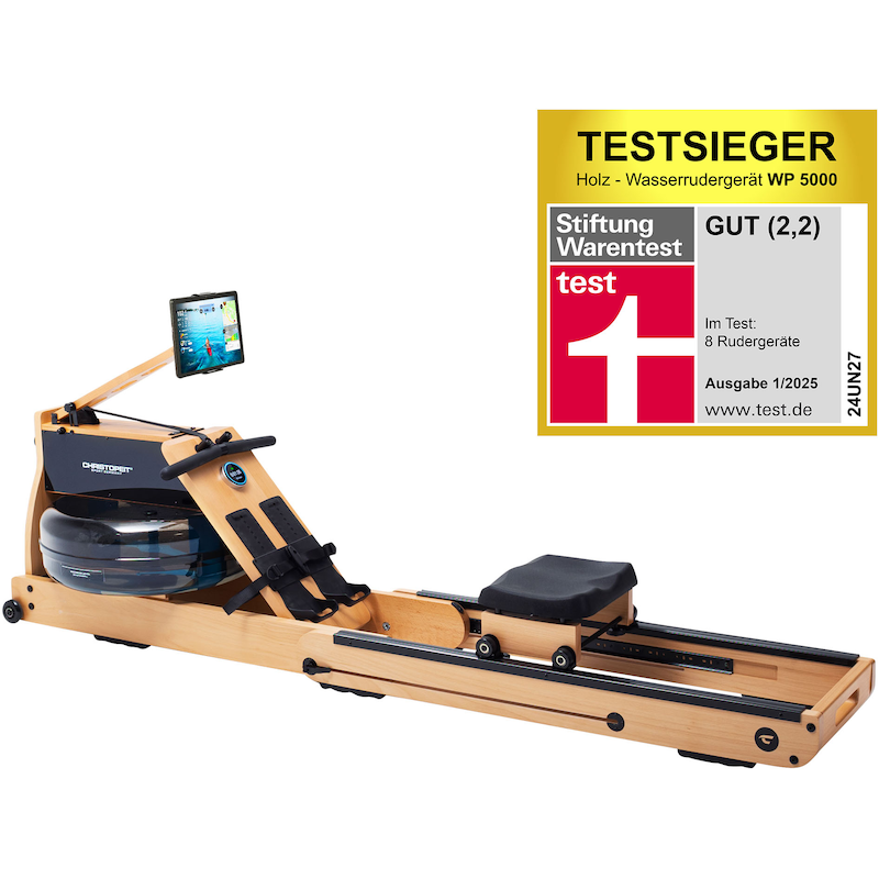 CHRISTOPEIT SPORT Ruderzugmaschine »WP 5000 Wasserrudergerät« Testsieger Stiftung Warentest Ausgabe 1/2025, Rudermaschine, Holz Buche