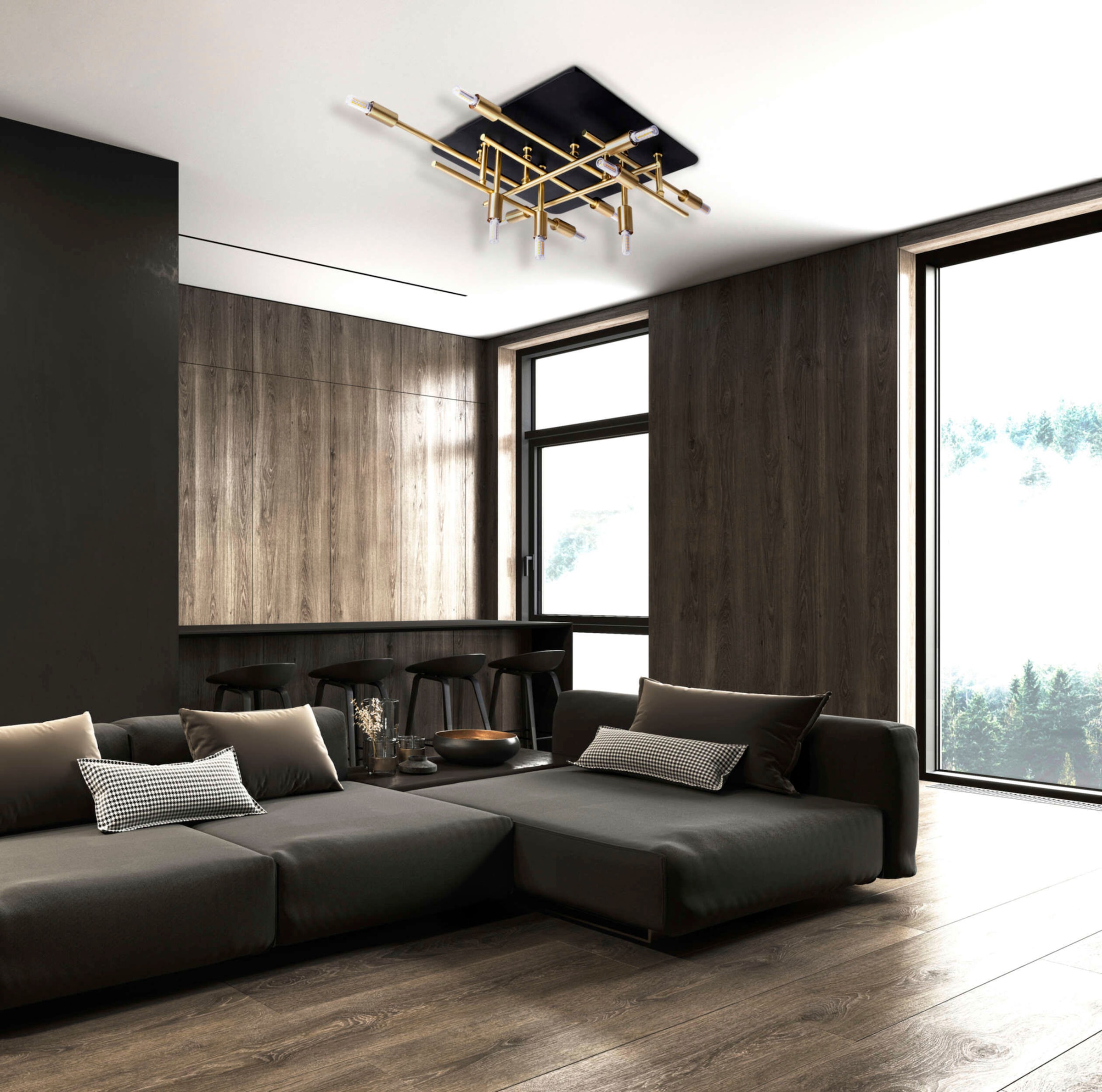 näve LED Deckenleuchte »Ancona«, 11 flammig, Leuchtmittel G9 | LED fest integriert, messing/schwarz, Lichtfarbe warmweiß mit Backlight schwarz/gold,11xG9