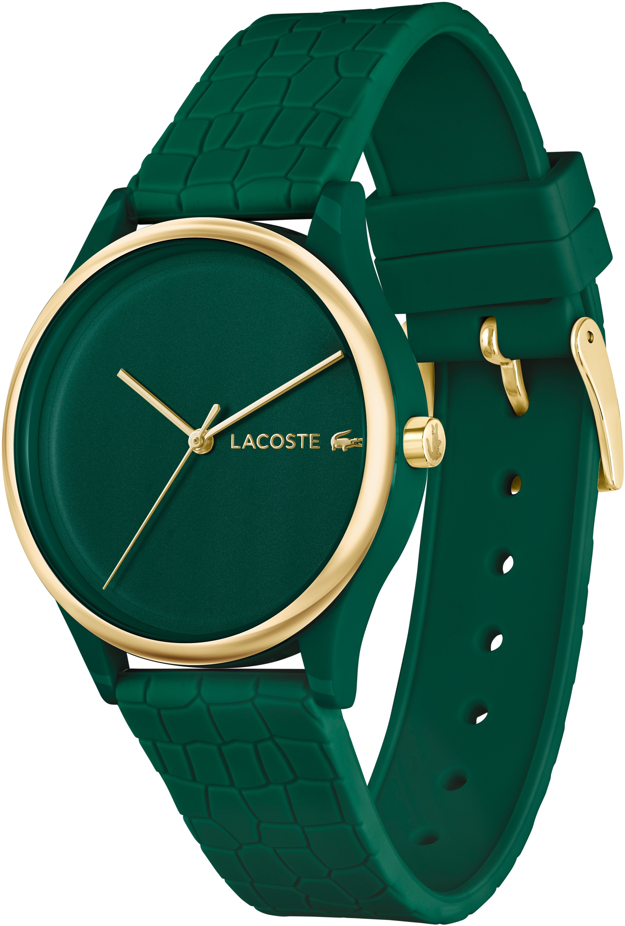 Lacoste Quarzuhr »CROCODELLE«, Armbanduhr, Damenuhr, Mineralglas, analog, Silikonarmband