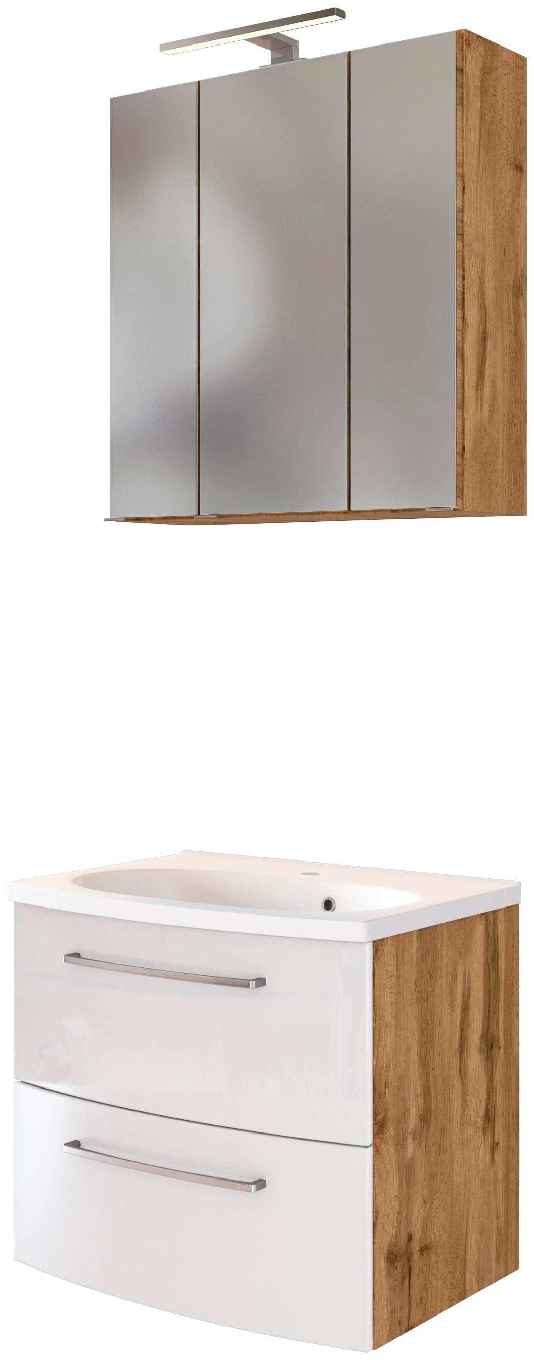WELLTIME Badmöbel-Set »Catania« 2 Stk. tlg. weiß/eichefarben
