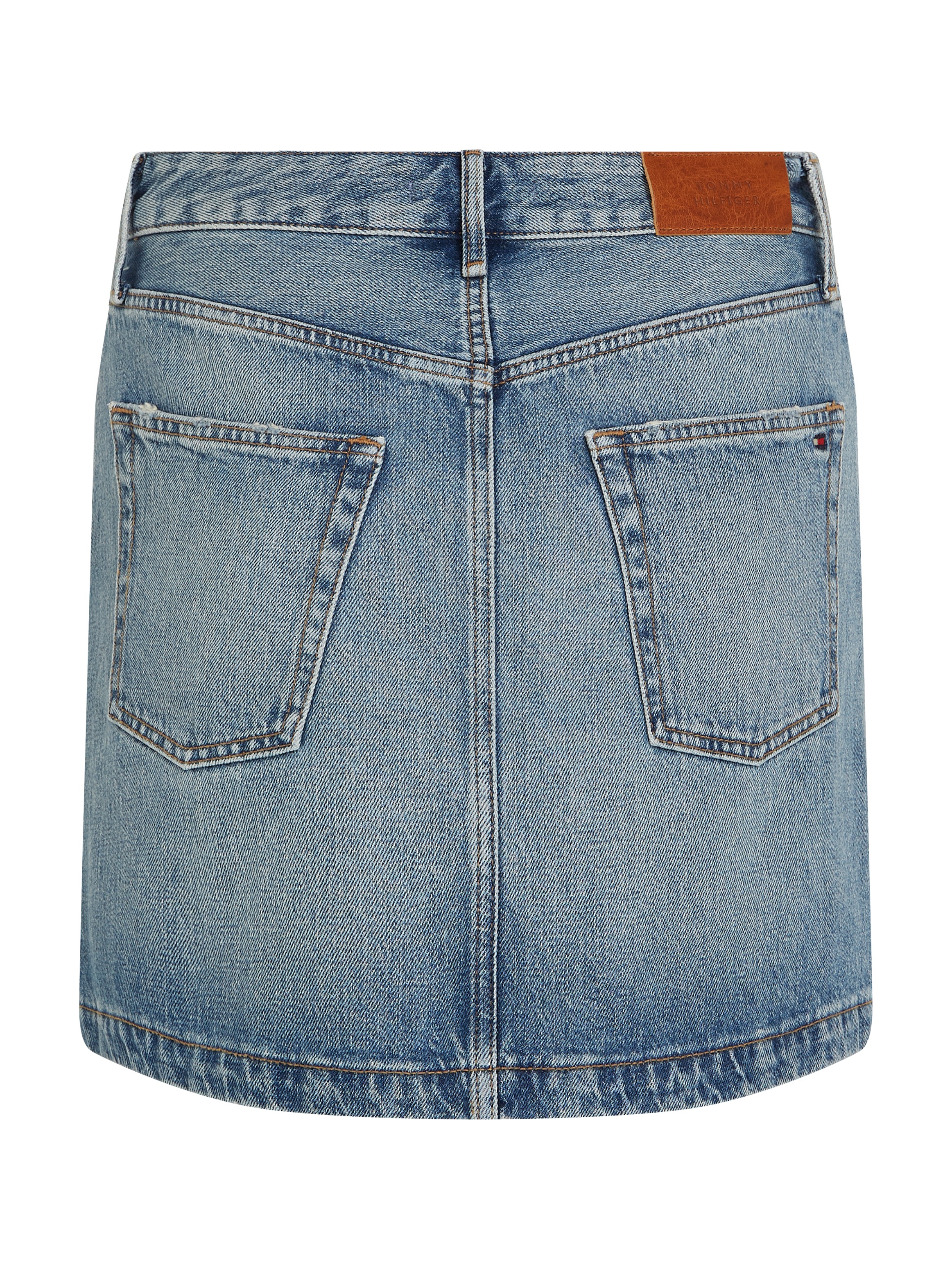 Tommy Hilfiger Jeansrock »DNM MINI SKIRT HW«, in heller Waschung, mit Logo-Badge, Stickerei