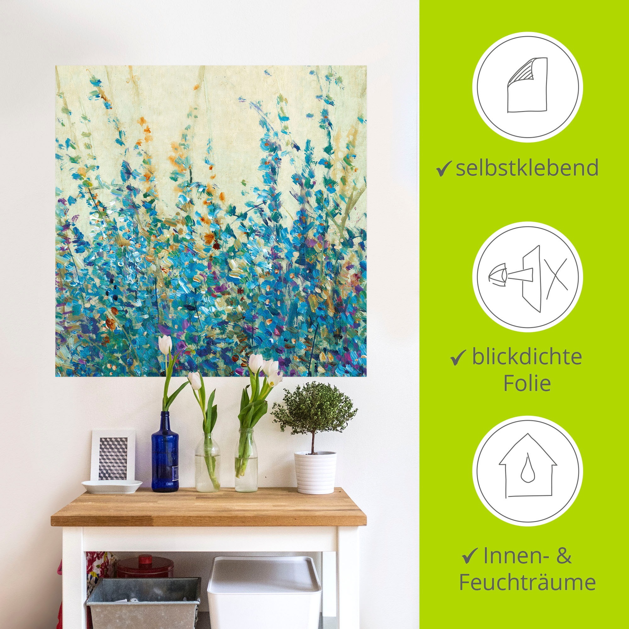 Artland Wandbild »Blautöne II«, Blumenwiese, (1 St.), als Leinwandbild, Wandaufkleber in verschied. Größen