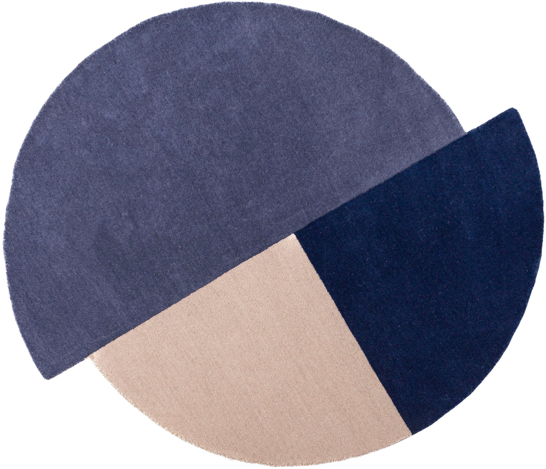 FLAIR RUGS Wollteppich »Mia Segment« rund 12 mm Höhe Kreisförmig im Retro-Design