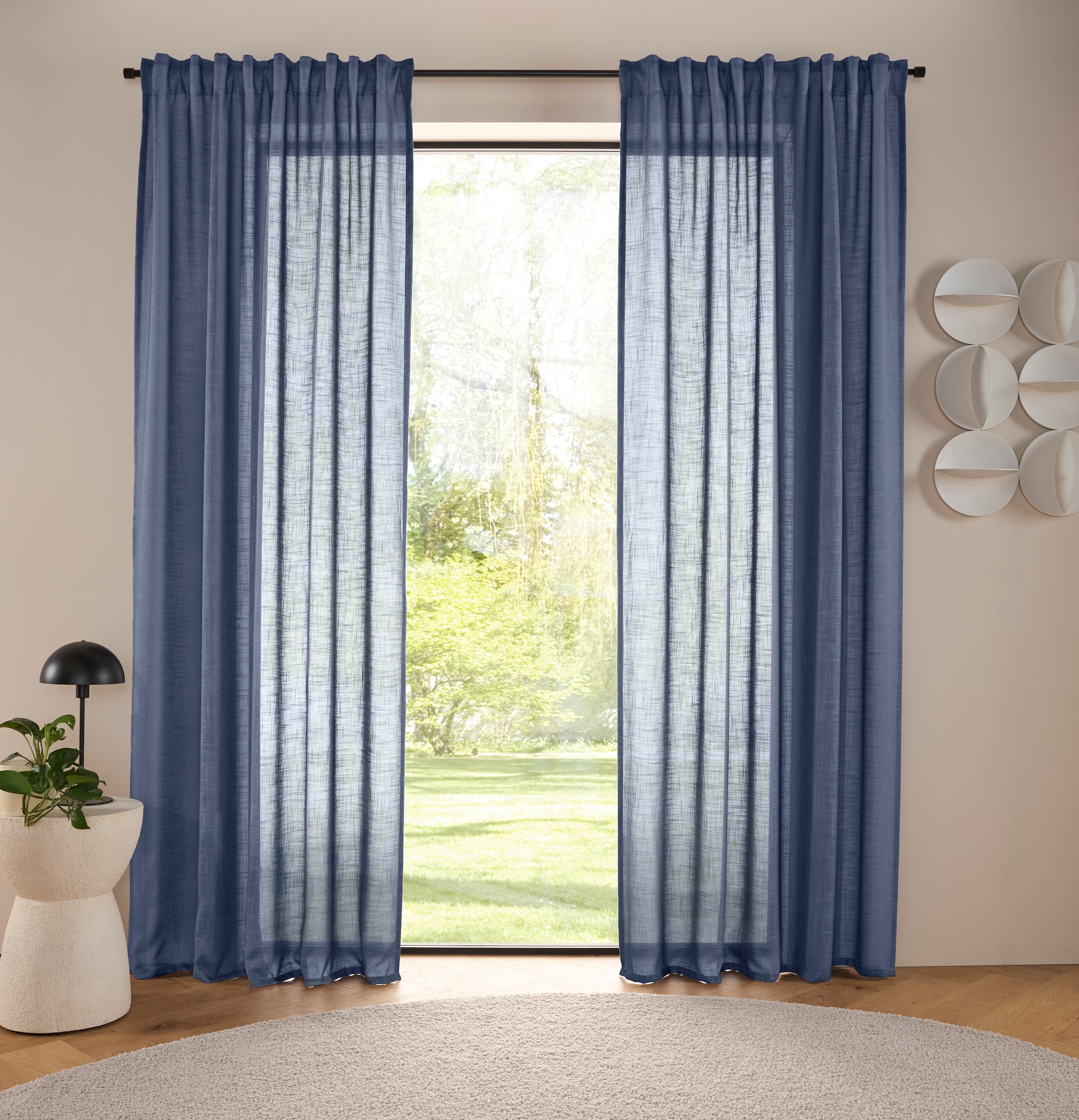 LeGer Home by Lena Gercke Gardine »Marusha, Leinenoptik, halbtransparent, 1er & 2er Pack, Topseller« Multifunktionsband 2 Stk. tlg. 1/2er Schal, Leinenoptik, grob gewebt, verschiedene Größen,