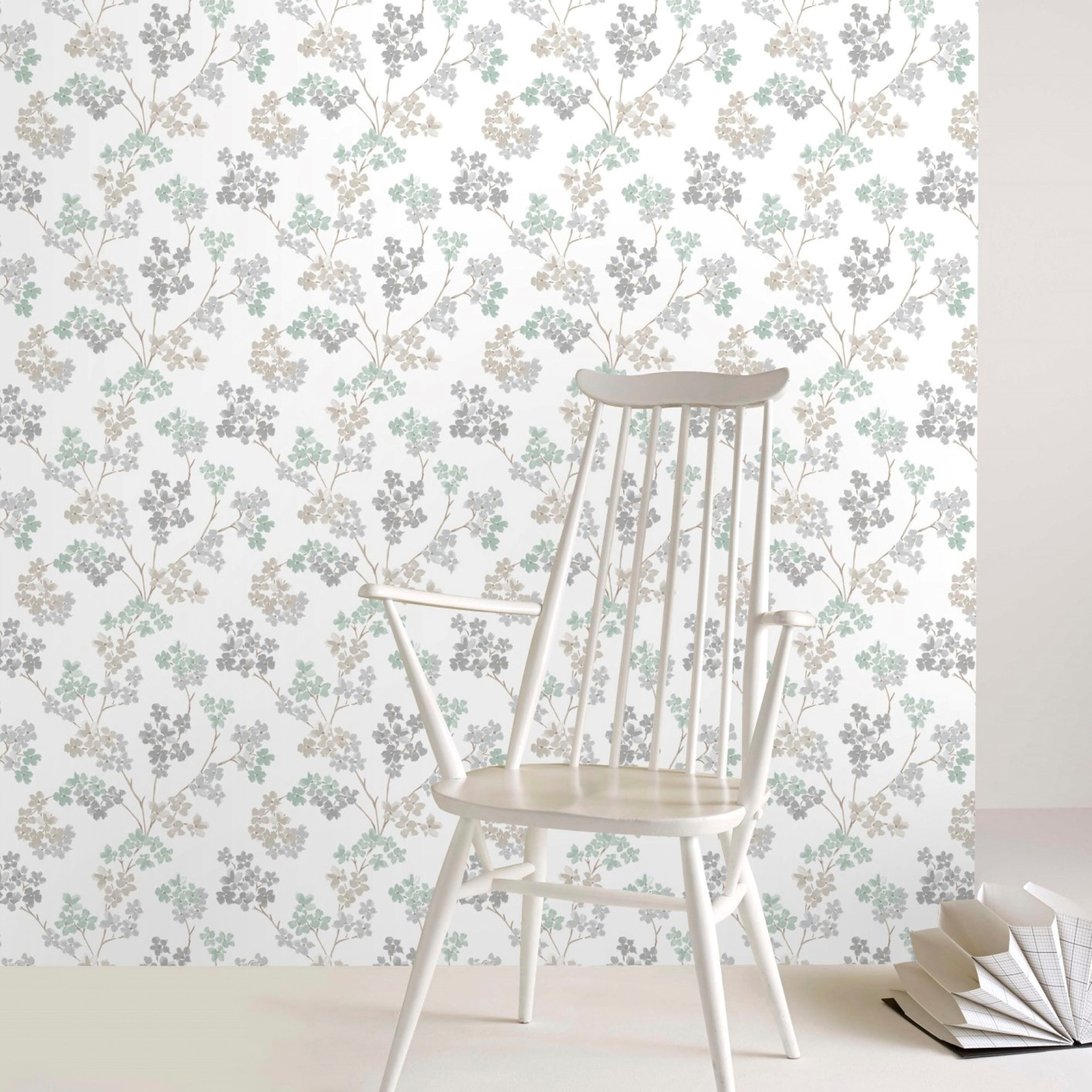 Art for the home Vliestapete »Blumen«, geblümt, Grün/Grau - 10m x 52cm