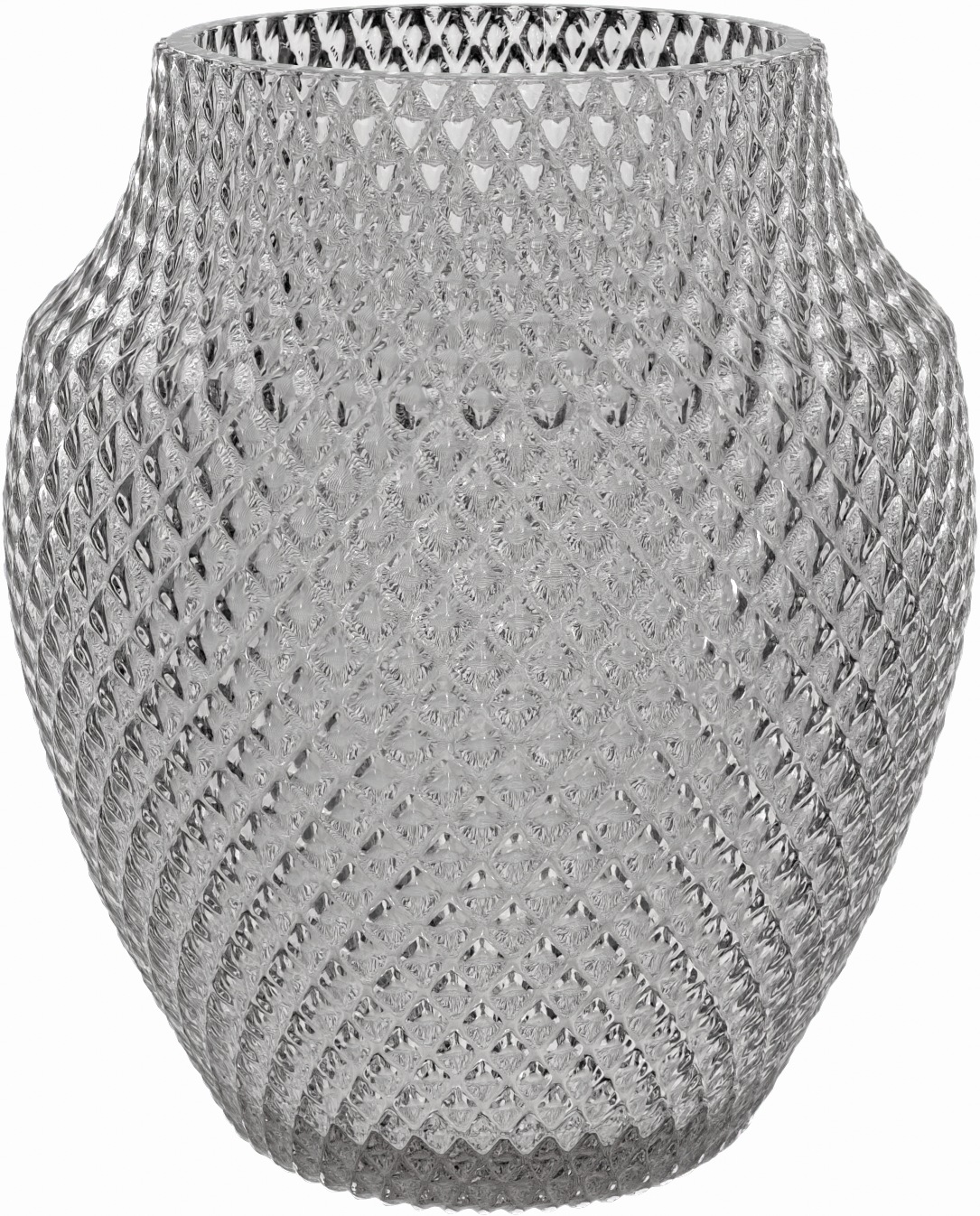 LEONARDO Tischvase »Dekovase POESIA, Relief-Optik, in bauchiger Form«, (1 St.), aus Glas, handgefertigt, Höhe ca. 22,5 cm