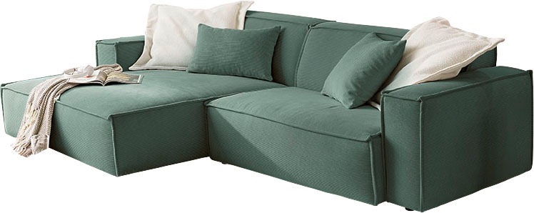 3C Candy Ecksofa »Matteo in elegant, kubischer Formensprache, bequem, L-Form«, mit auffälliger Kedernaht, Feincord-Bezug, Lounge-Charakter