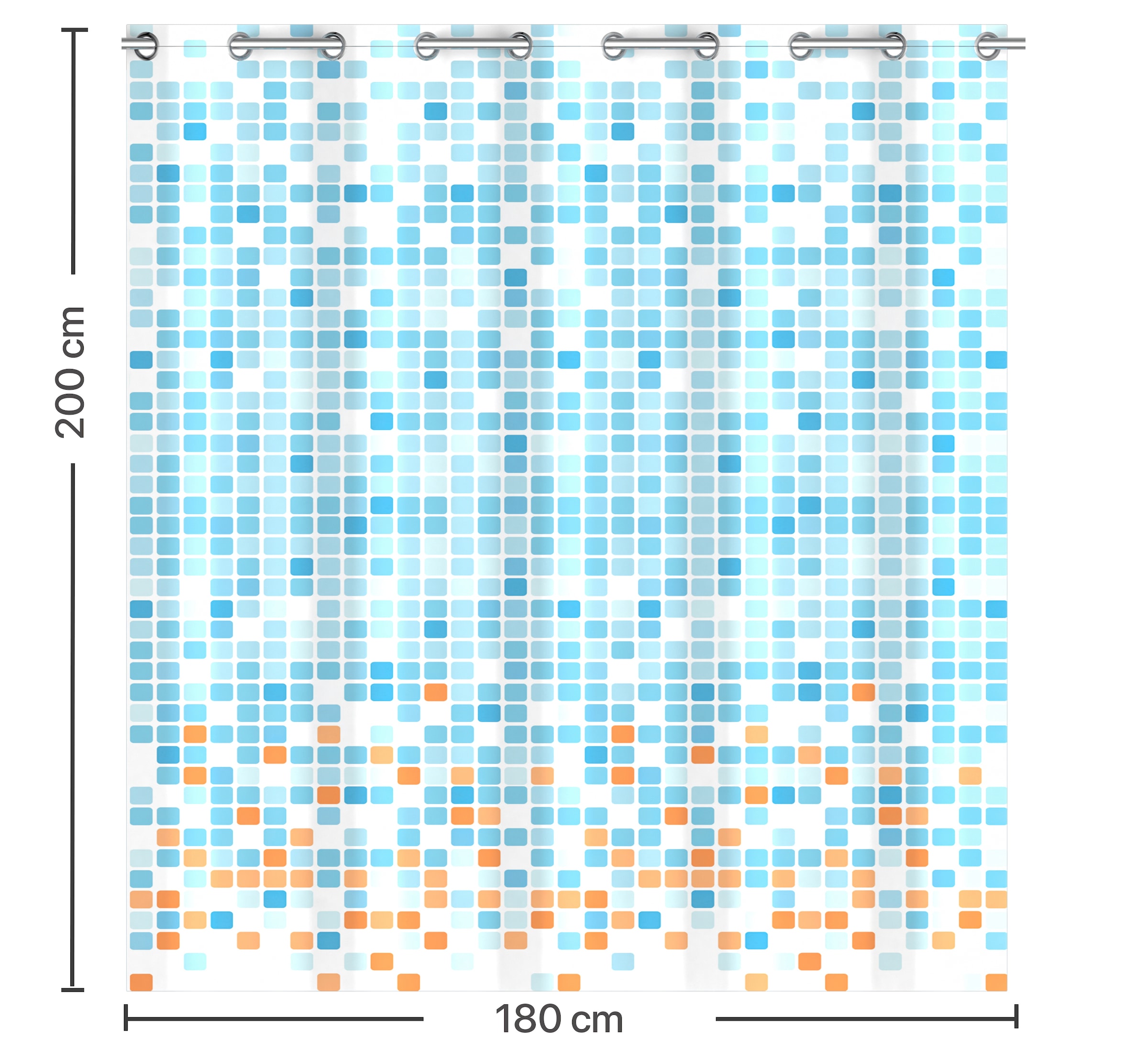 Eisl Duschvorhang »Mosaik GRAU«, waschbarer Antischimmel Vorhang (Höhe 200 cm), graues Mosaik-Design