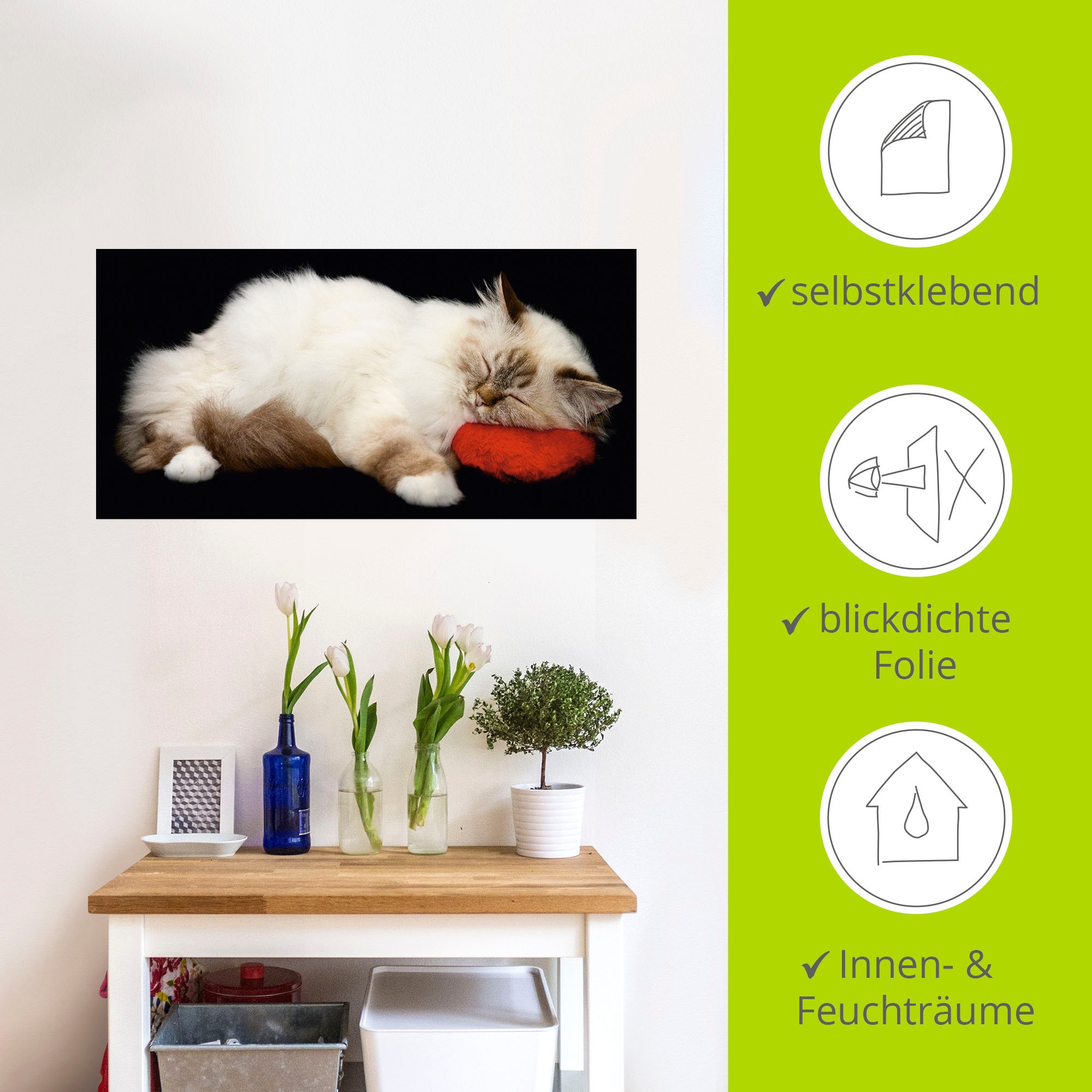 Artland Wandbild »Müde Katze«, Haustiere, (1 St.), als Leinwandbild, Poster, Wandaufkleber in verschied. Größen