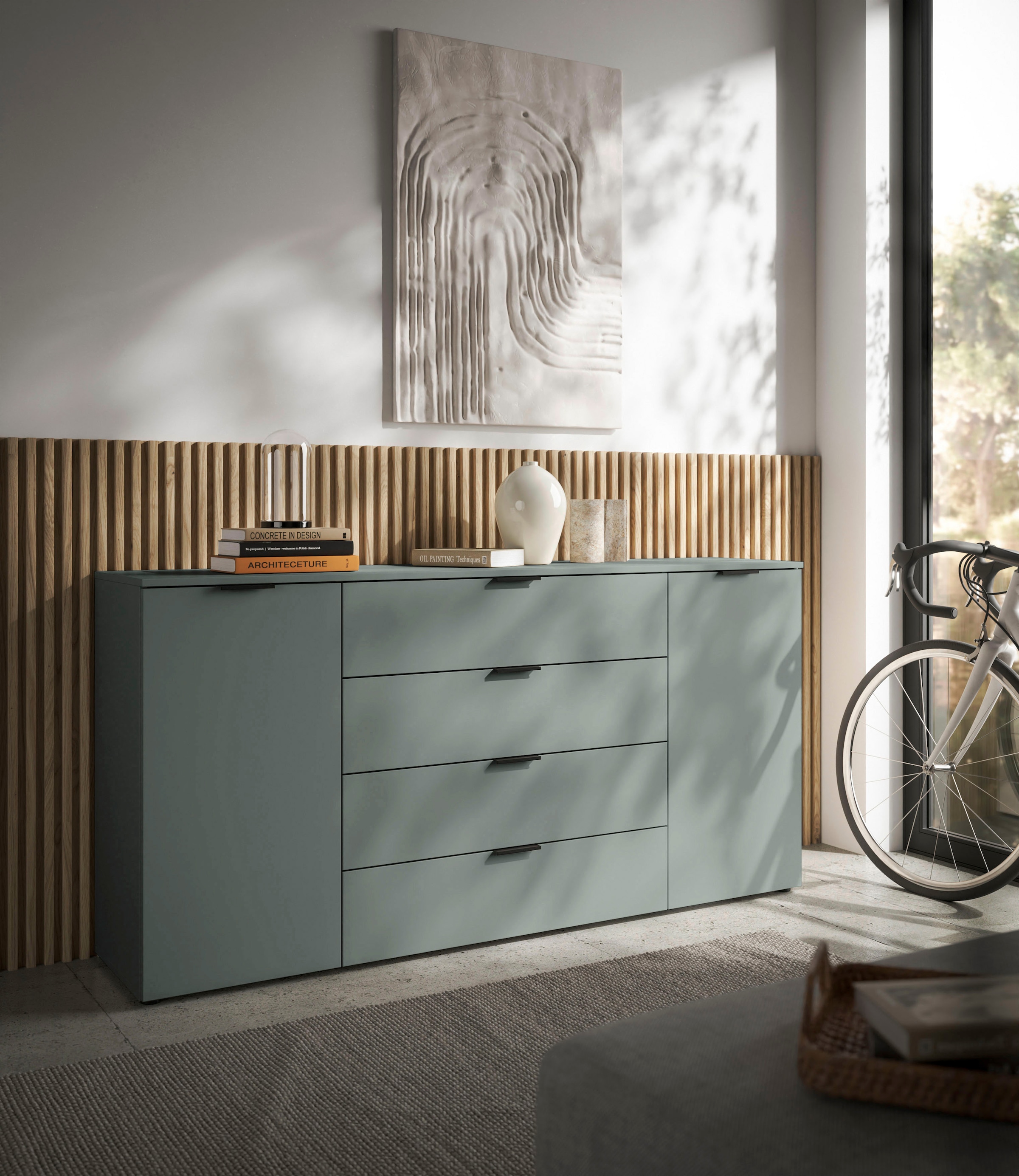 HBZ Sideboard »Linz Kommode, BxHxT 180x90x40cm«, (1 St.), Breite 180cm,Lip-Griff, Melaminbeschichtung