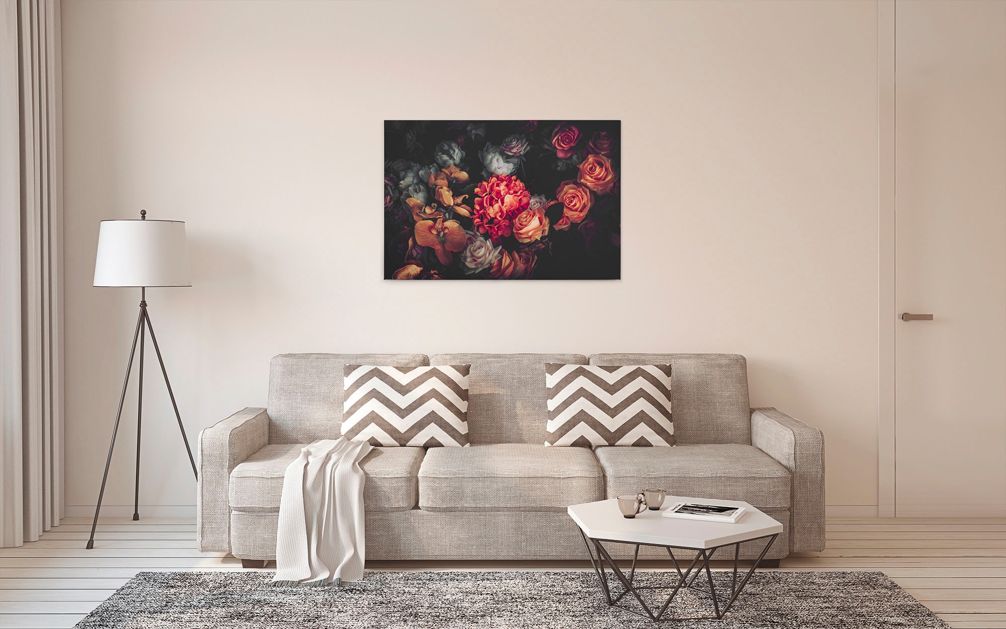 A.S. Création Leinwandbild »Romantic Flower«, Kunst-Blumen-Kinder, (1 St.), Romantische Blumen, Rosen Keilrahmen Leinwand-Bild Wohnzimmer modern