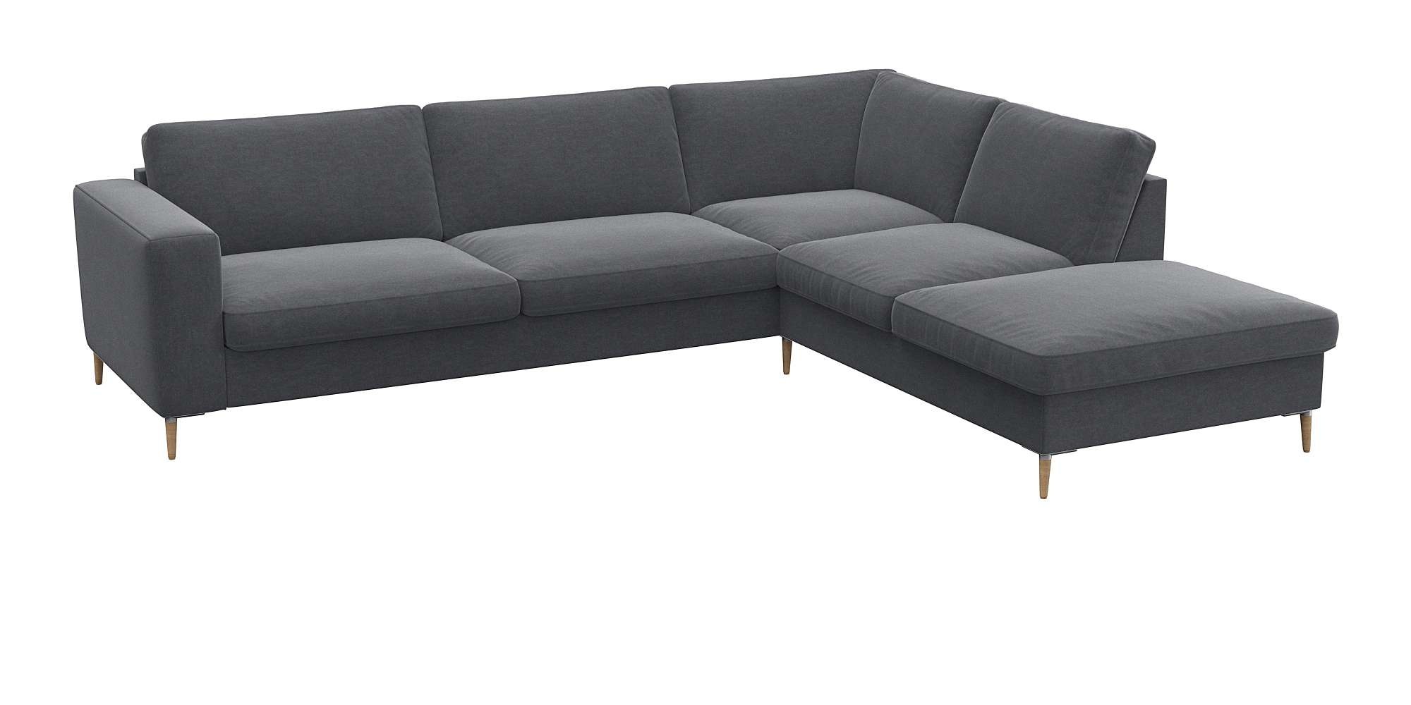 FLEXLUX Ecksofa »Fiore, Sitzaufbau mit hochwertigem Kaltschaum für mehr Sitzkomfort«, breite Armlehnen, L-Form, Füße Alu/Eiche
