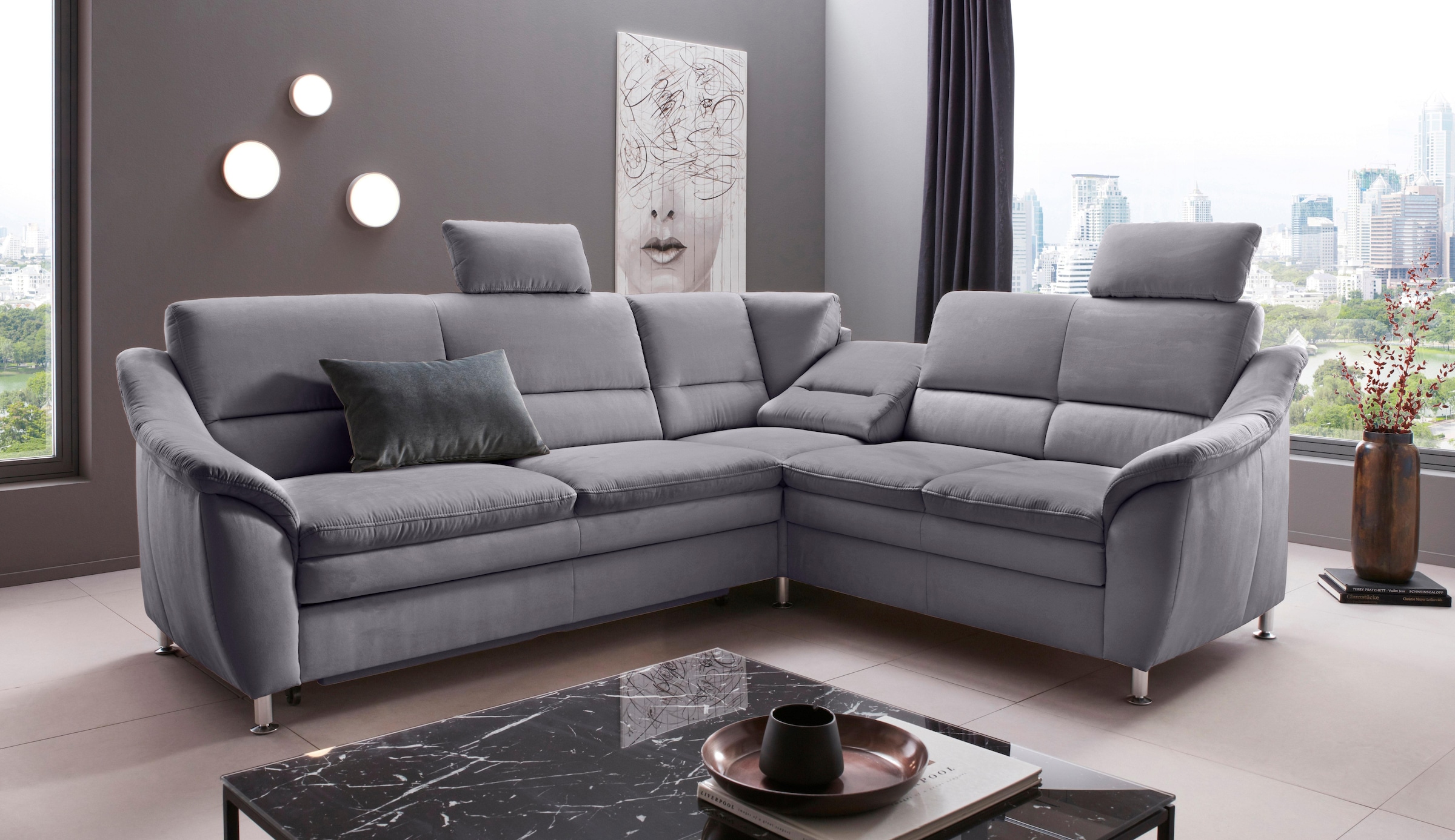 Places of Style Ecksofa »Cardoso L-Form«, Federkern, wahlweise mit Bett, Sc günstig online kaufen