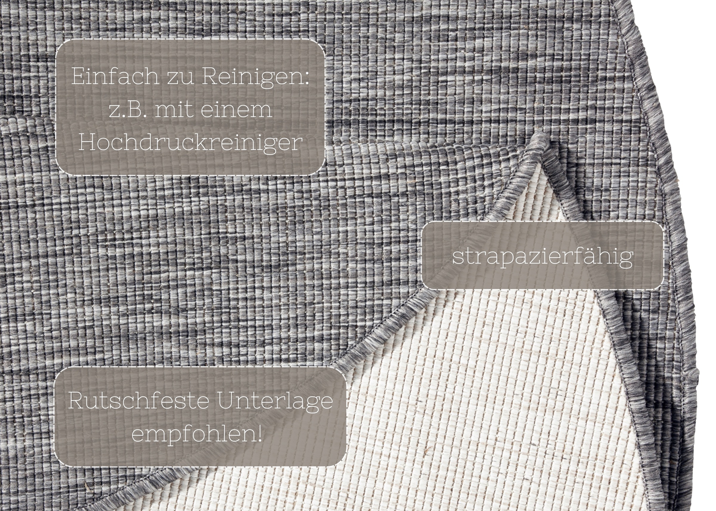 HANSE Home Teppich »Miami Wendeteppich«, rund, 5 mm Höhe, In-& Outdoor, Wetterfest, Balkon, Garten, Wohnzimmer, Wasserfest