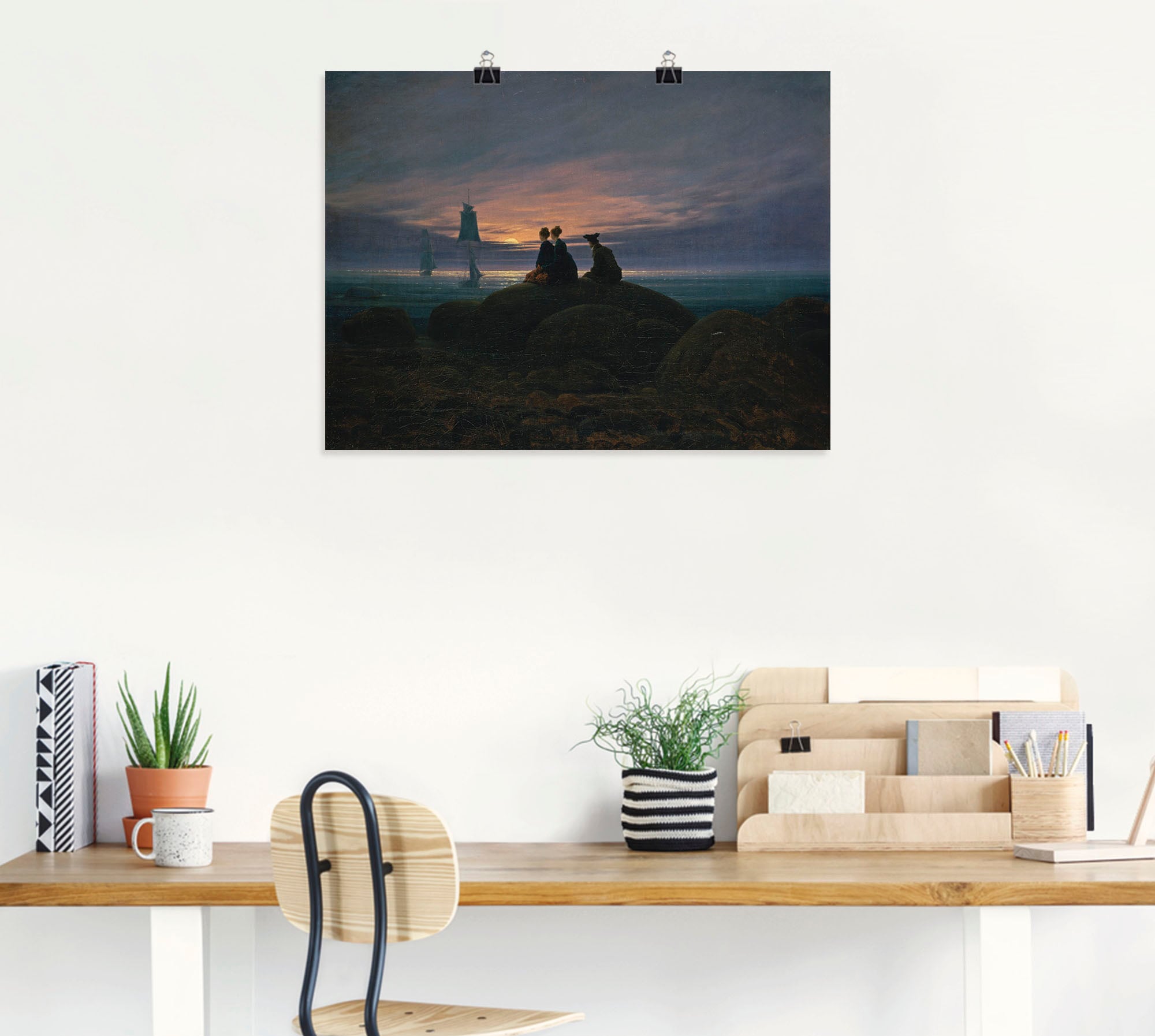 Artland Kunstdruck »Mondaufgang am Meer Pendant«, Gewässer, (1 St.), als Leinwandbild, Wandaufkleber oder Poster in versch. Größen