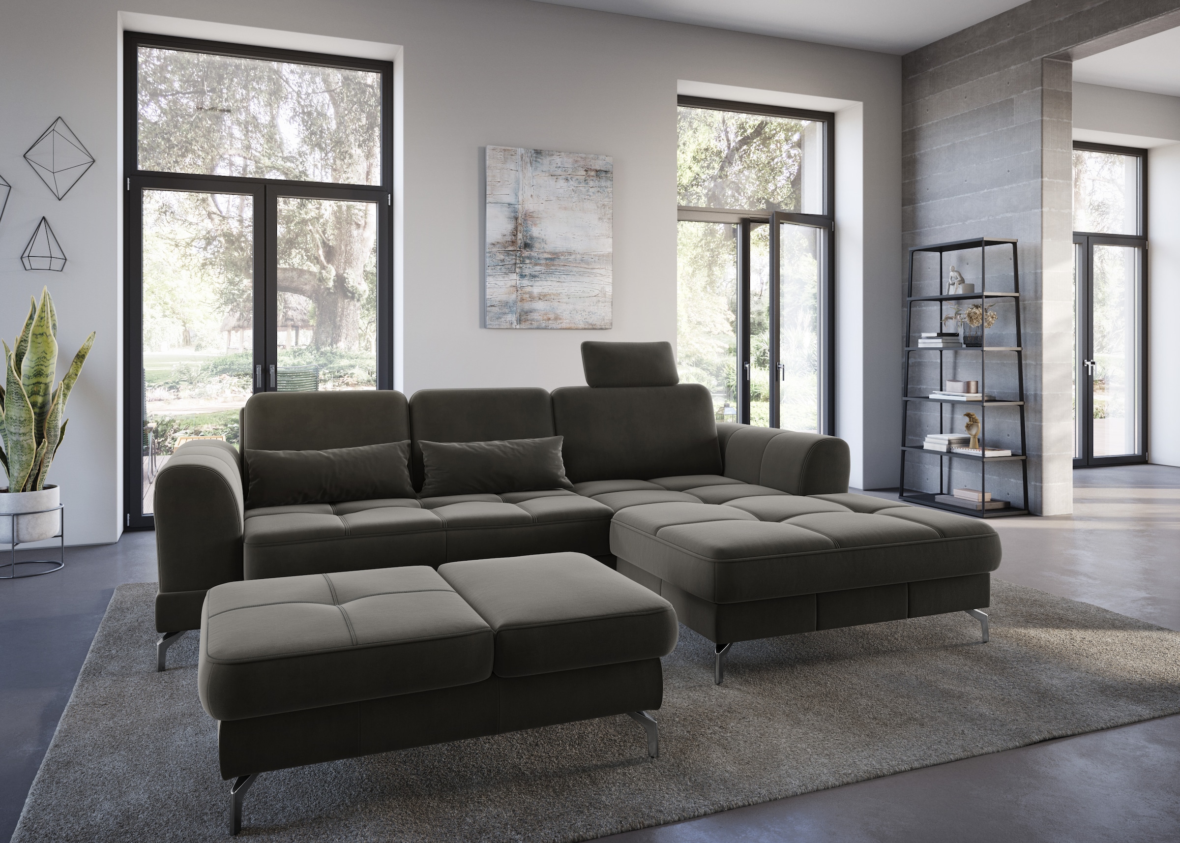 sit&more Ecksofa »Bendigo L-Form«, inklusive Sitztiefenverstellung, Bodenfreiheit 12 cm, in 2 Fußfarben