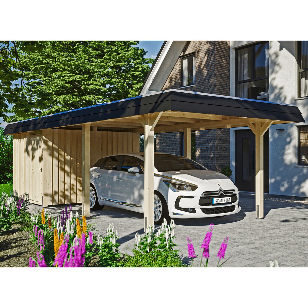 Skanholz Einzelcarport »Wendland«, Leimholz-Nordisches Fichtenholz, 291 cm, natur