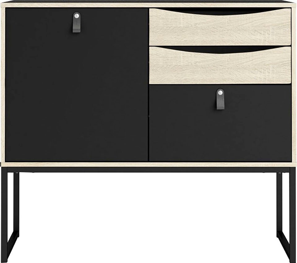 andas Sideboard »Stubbe«, Kommode Breite 98,7 cm, 1 Tür und 3 Schubkästen, Ledergriffe