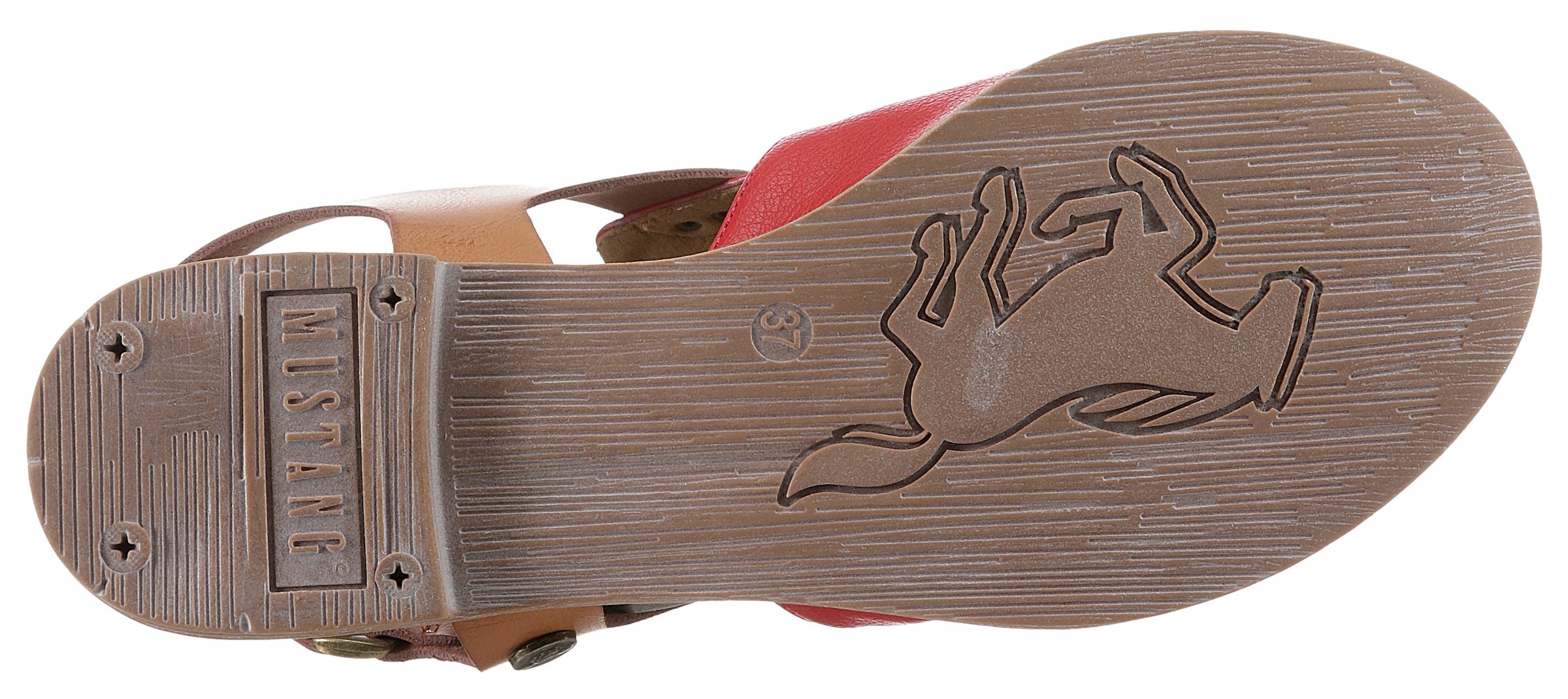 Mustang Shoes Riemchensandale, Sommerschuh, Sandalette, Blockabsatz, mit Klettverschluss