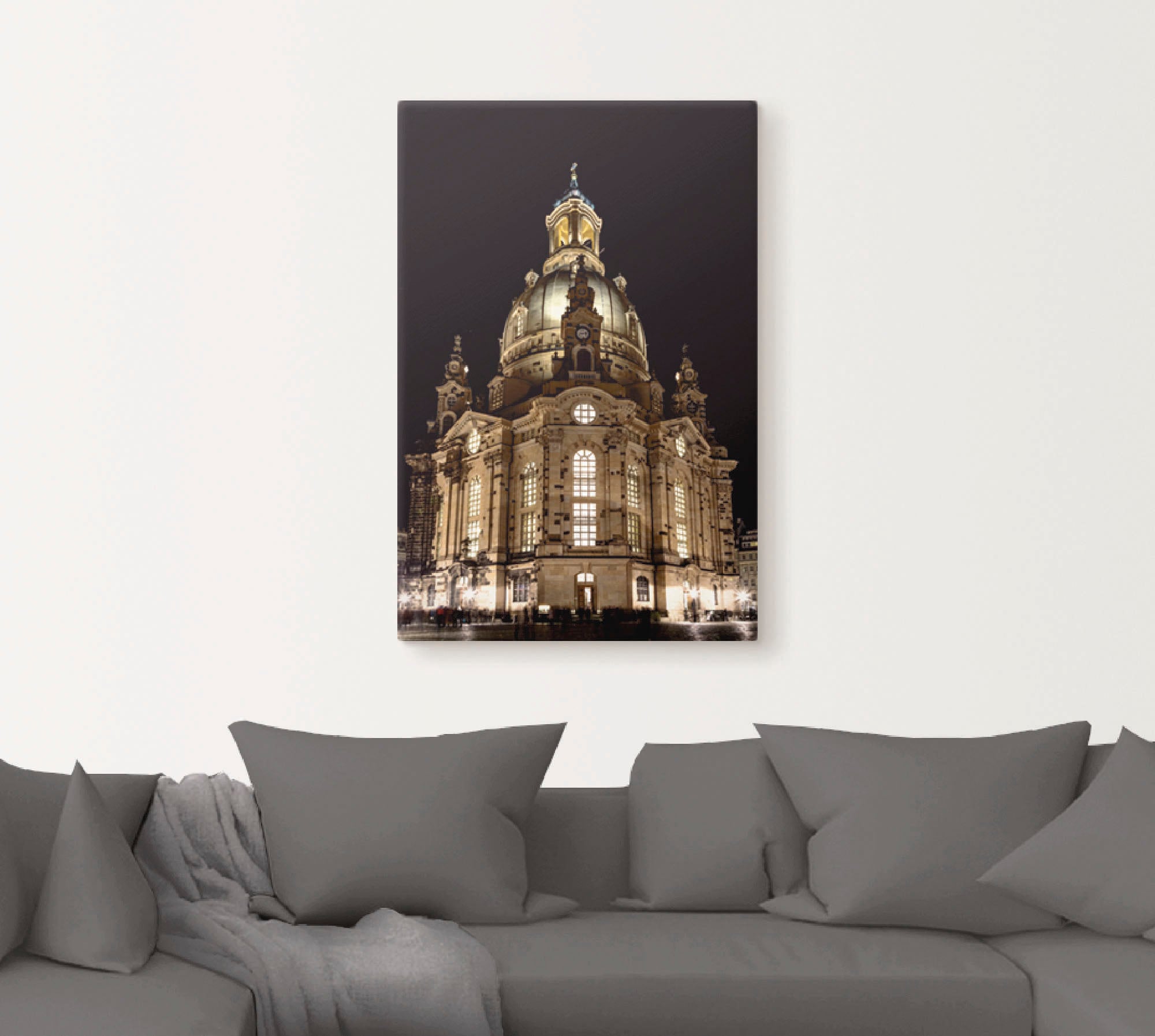 Artland Wandbild »Erleuchtete Frauenkirche in Dresden«, Gebäude, (1 St.), als Leinwandbild, Poster in verschied. Größen