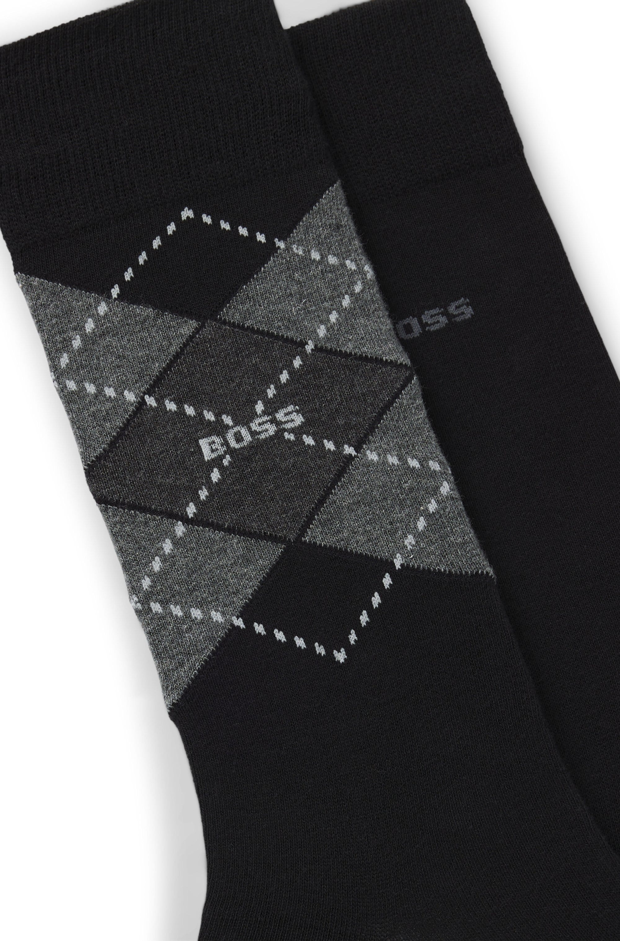 BOSS Socken »2P RS Argyle CC« Packung, 2er Pack, 2 Paar tlg. mit BOSS Schriftzug