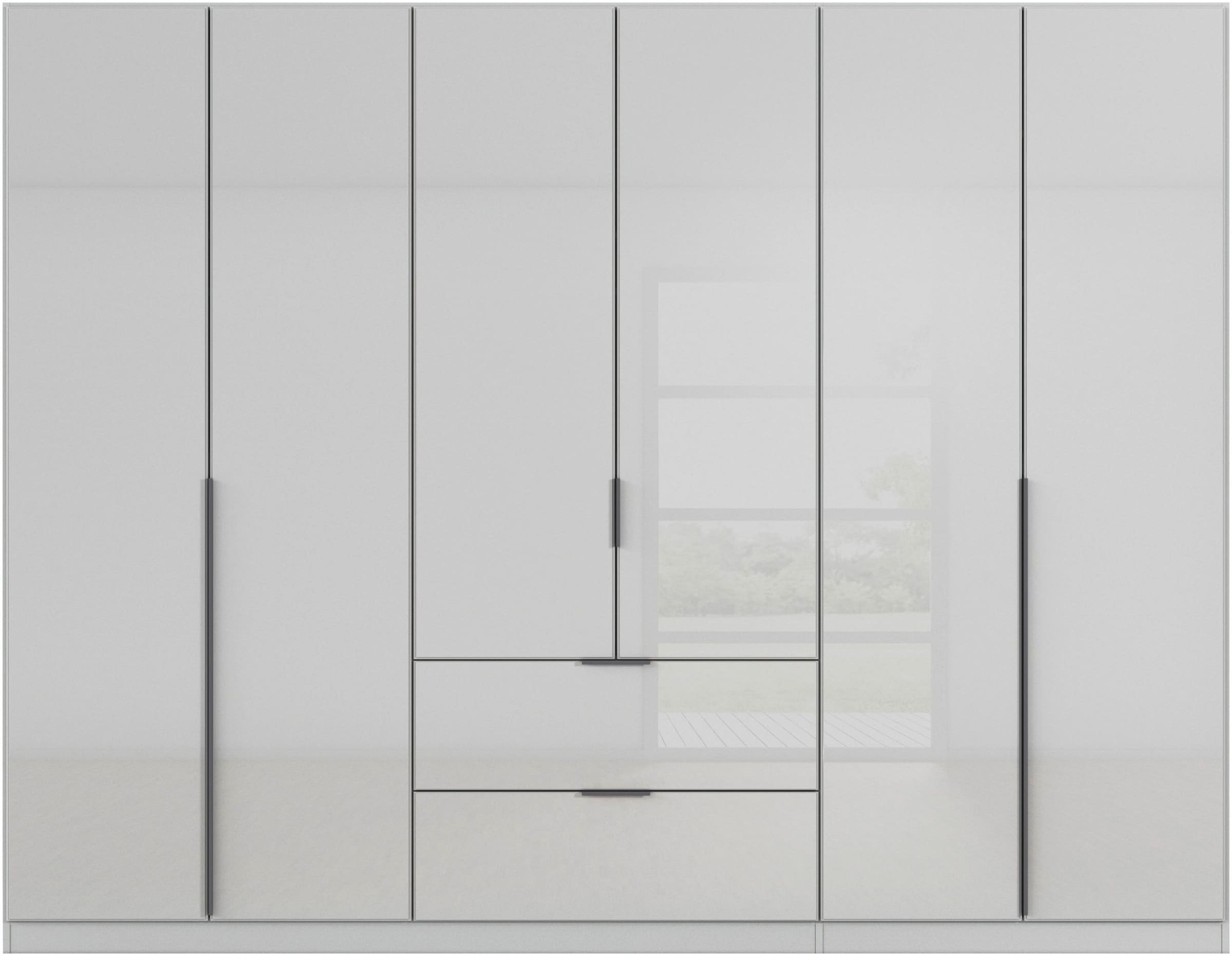 rauch Drehtürenschrank »Kleiderschrank Kleiderschränke Schrank Garderobe AGORDO mit Glasfront«, (in zwei Griff-Farben mit Glasfront), mit Außenschubkästen, in 6 Breiten und 2 Höhen MADE IN GERMANY