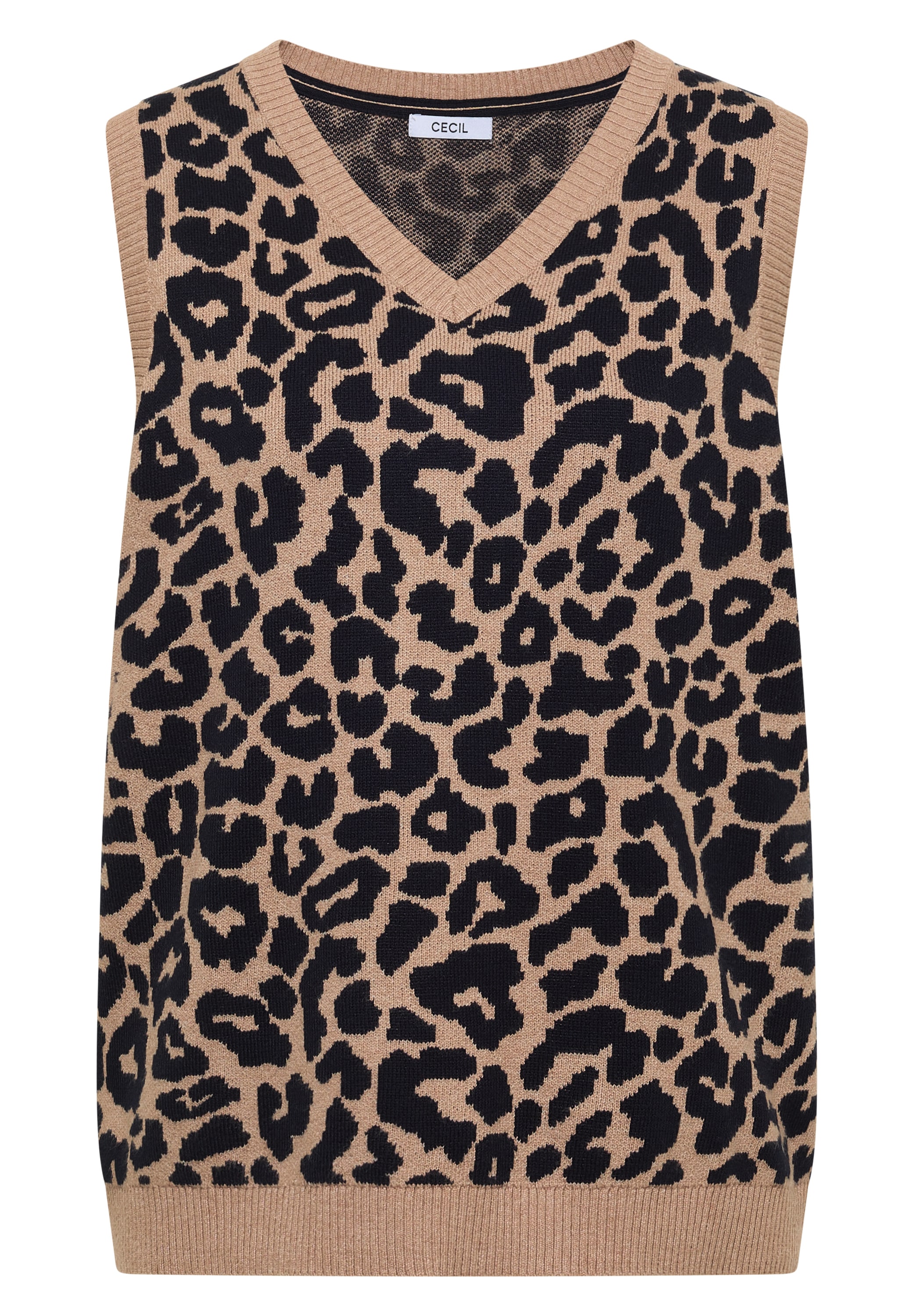 Cecil Pullunder Sommer-Weste mit V-Neck und Leo-Muster