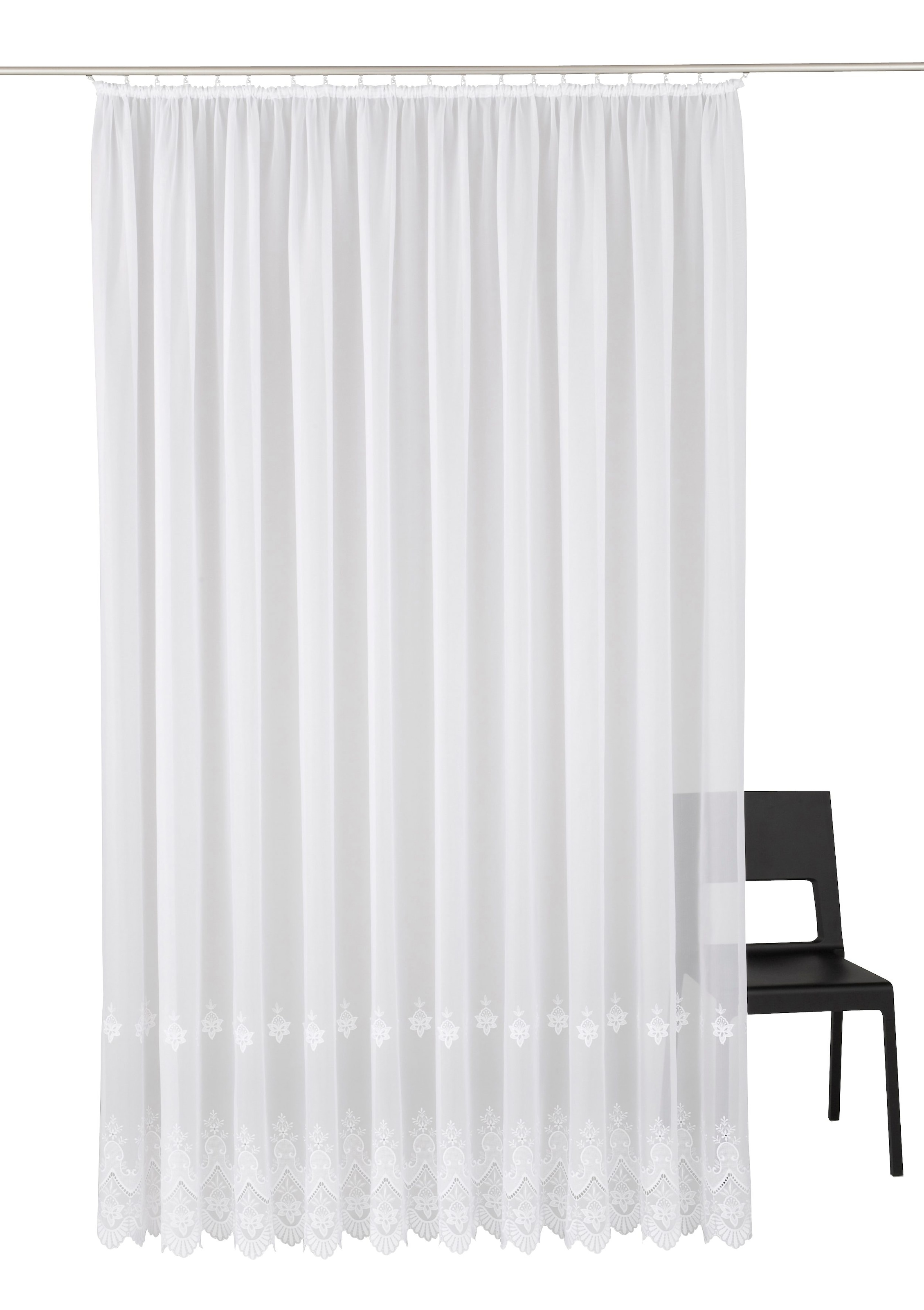 Weckbrodt Gardine »Berlin«, (1 St.), echte Stickerei, Voile, transparent, Bordüre, Kante, gebogt, Store