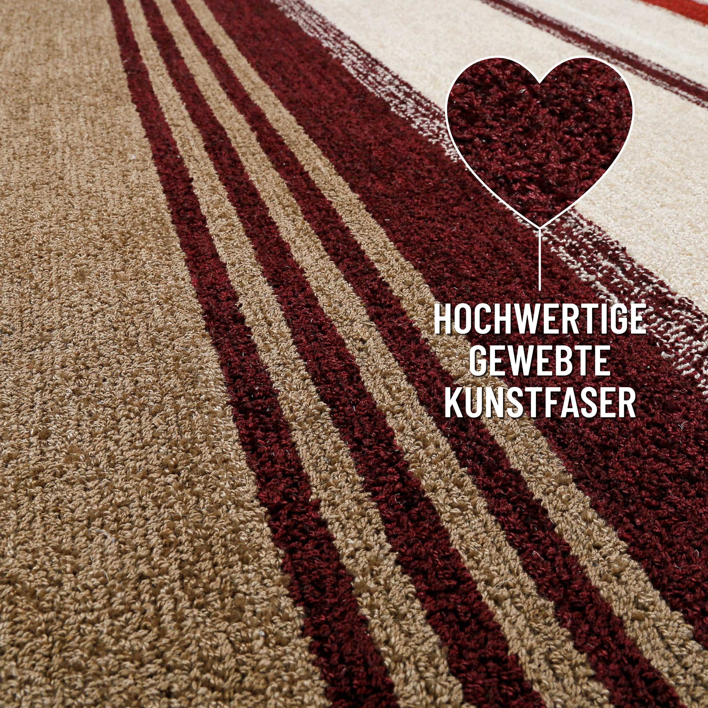 Wecon home Teppich »Petrol«, rechteckig, 7 mm Höhe, handgefertigt, pflegeleicht, gestreift, Wohnzimmer, Schlafzimmer