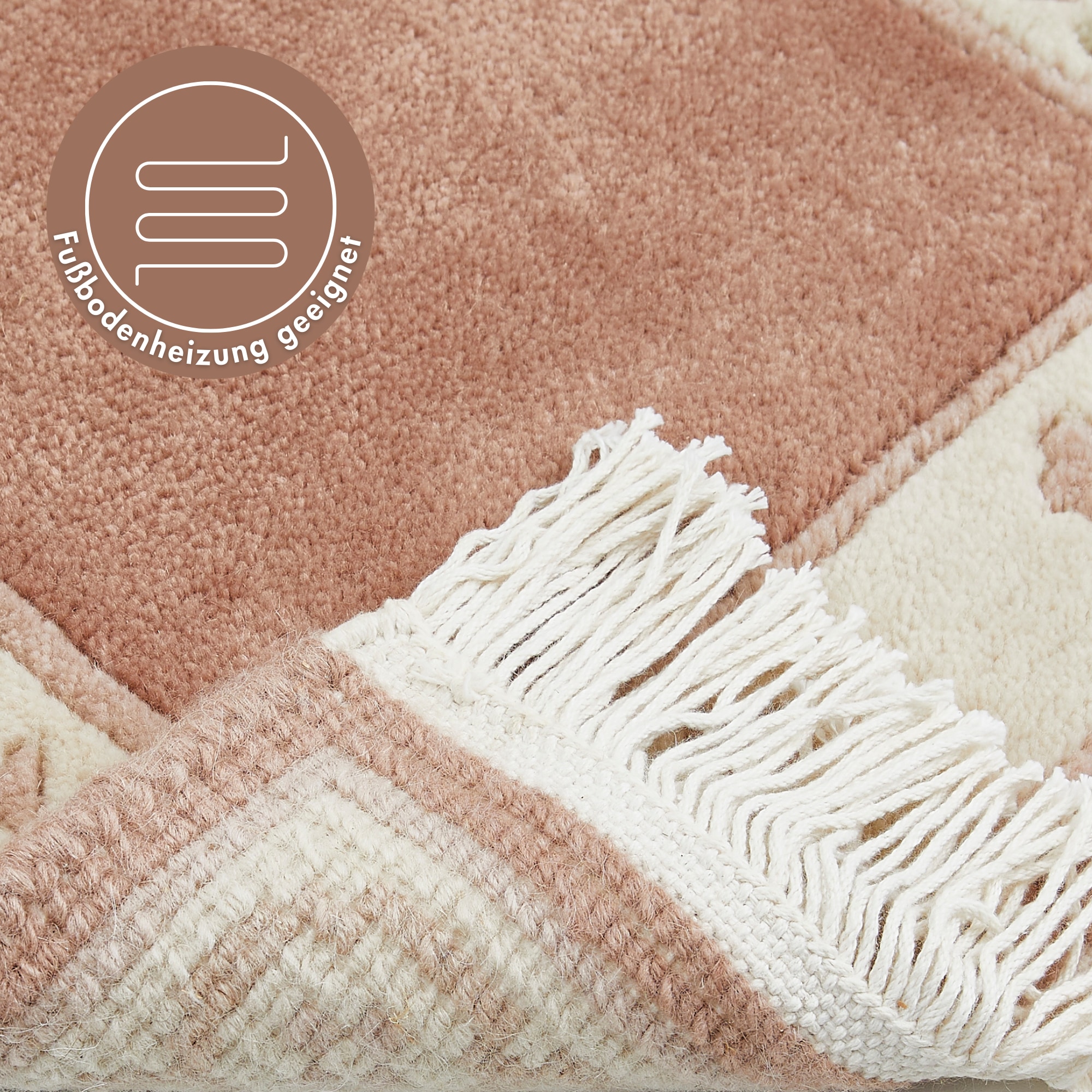 LUXOR living Wollteppich »Giza« rechteckig 12 mm Höhe reine Wolle, handgeknüpft, mit Bordüre und Fransen