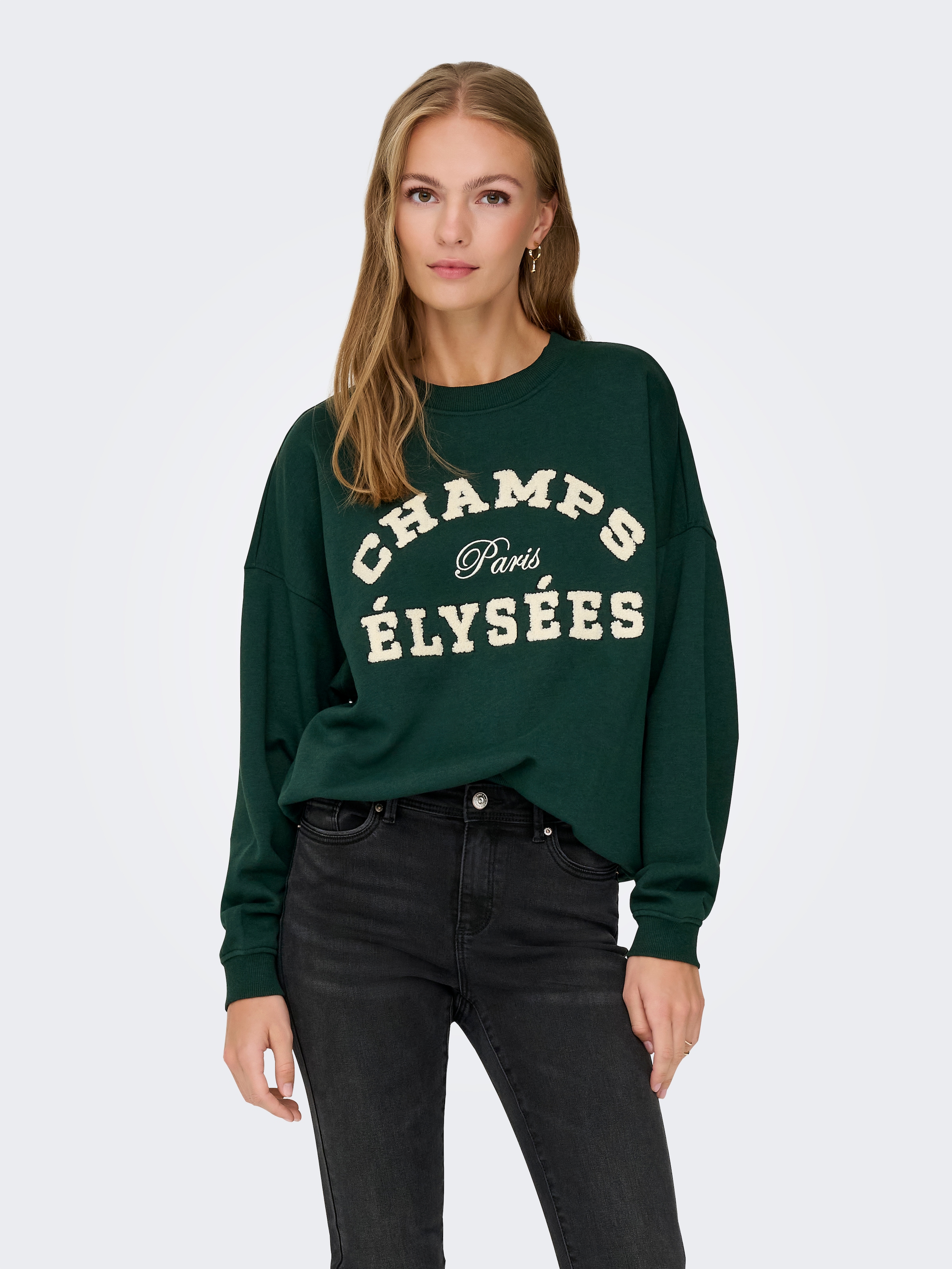 JDY Sweatshirt »JDYMESA L/S O-NECK EMB SWEAT JRS NOOS«, Baumwollmischung, regular fit
