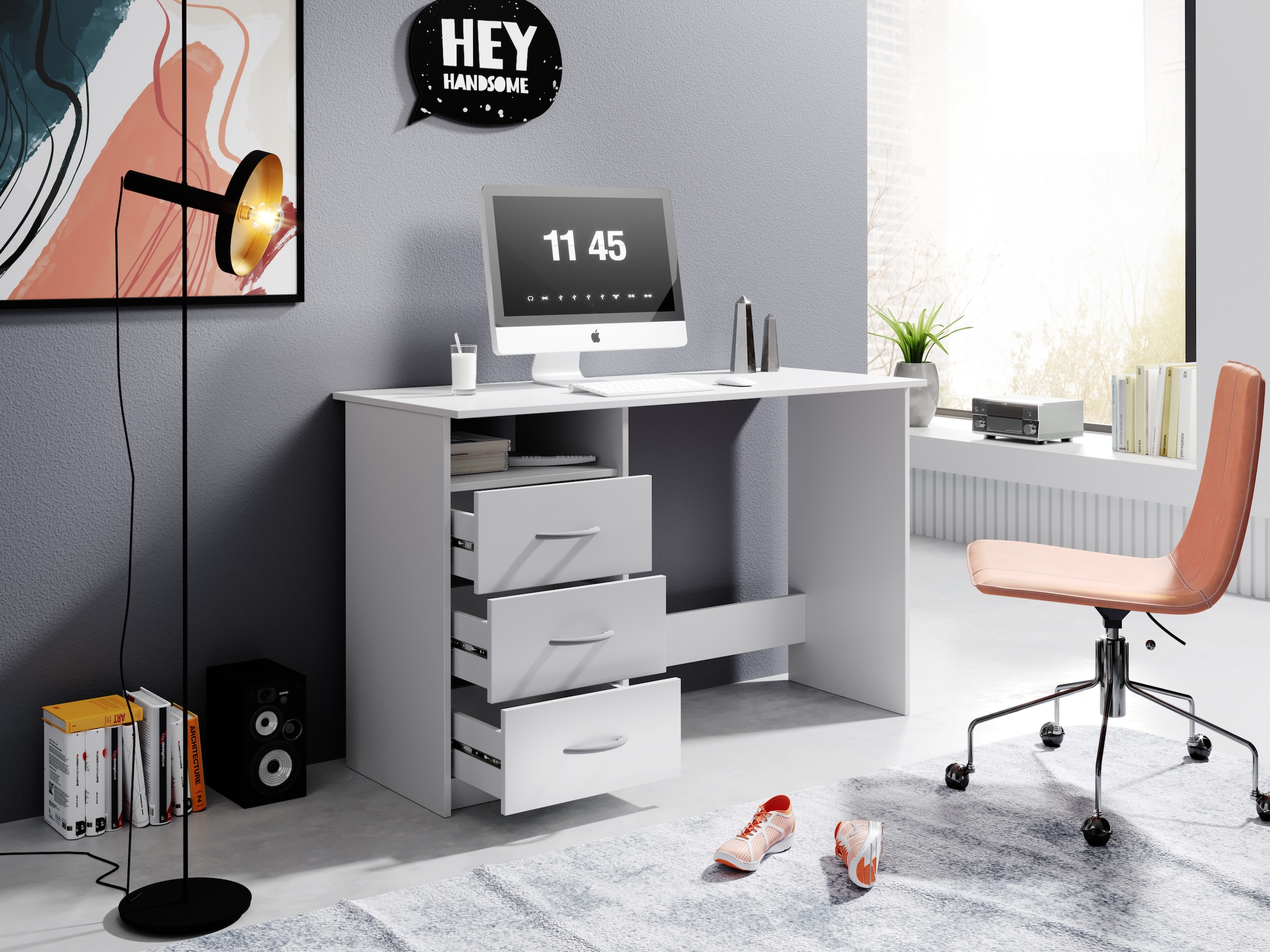 BEGA OFFICE Schreibtisch »Adria, Computertisch,«, Schubkästen rechts oder links montierbar, Breite 123 cm