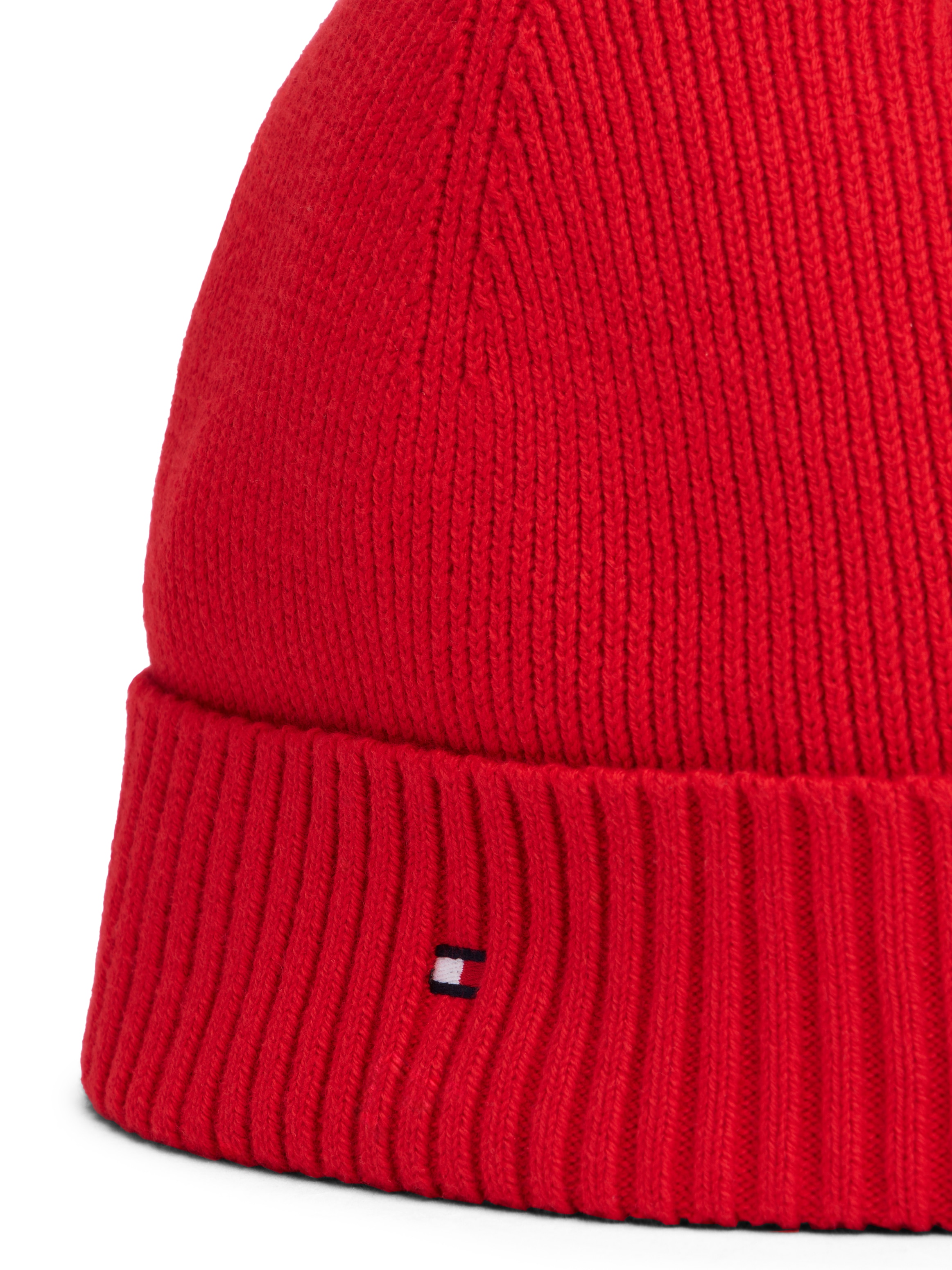 Tommy Hilfiger Strickmütze »TH FLAG PIMA COTTON BEANIE«, mit Logostickerei