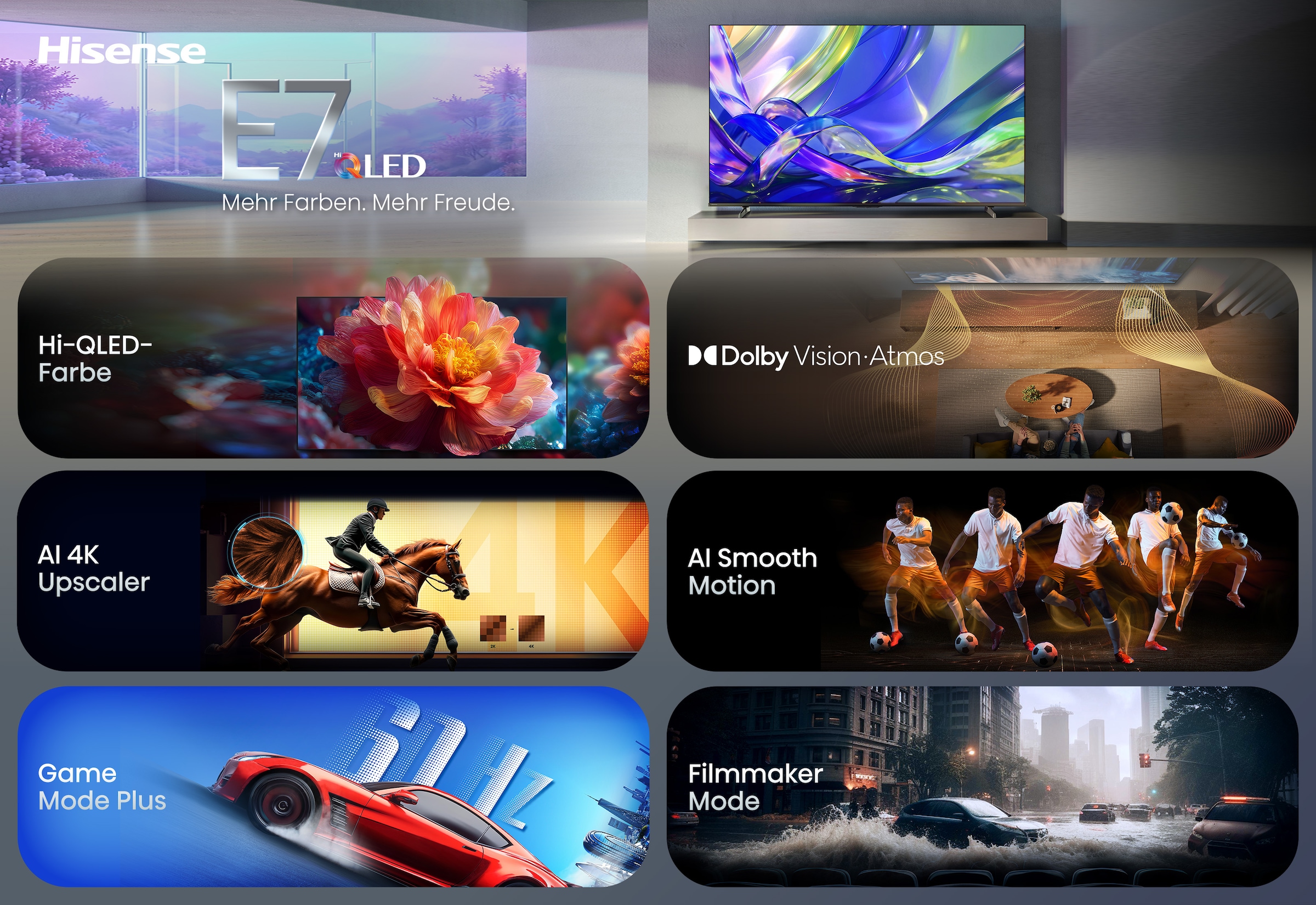Hisense QLED-Fernseher »65E7S« 164 cm/65 ″ Smart-TV