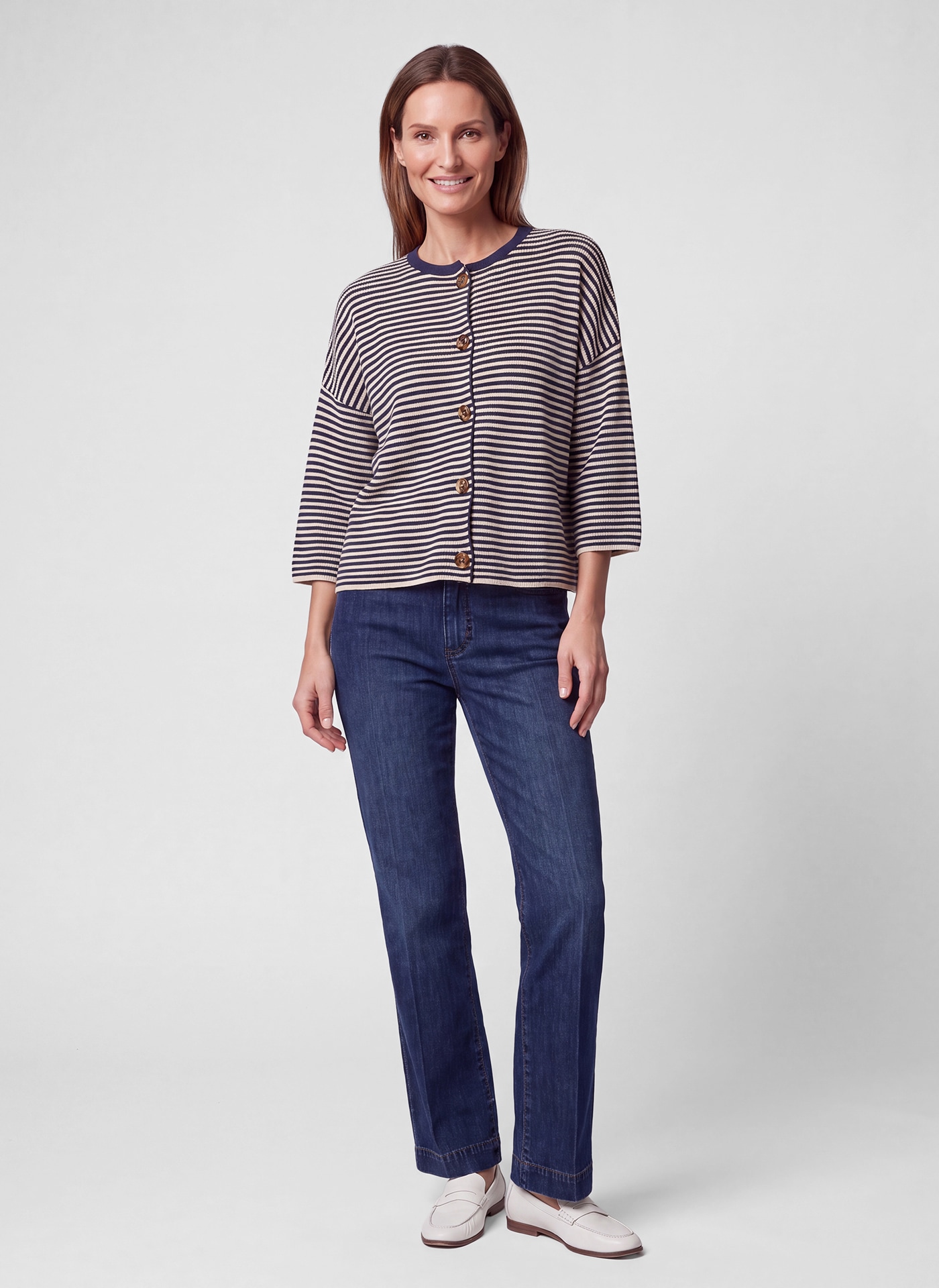 Rabe Cardigan im Streifen-Design und mit Knopfverschluss