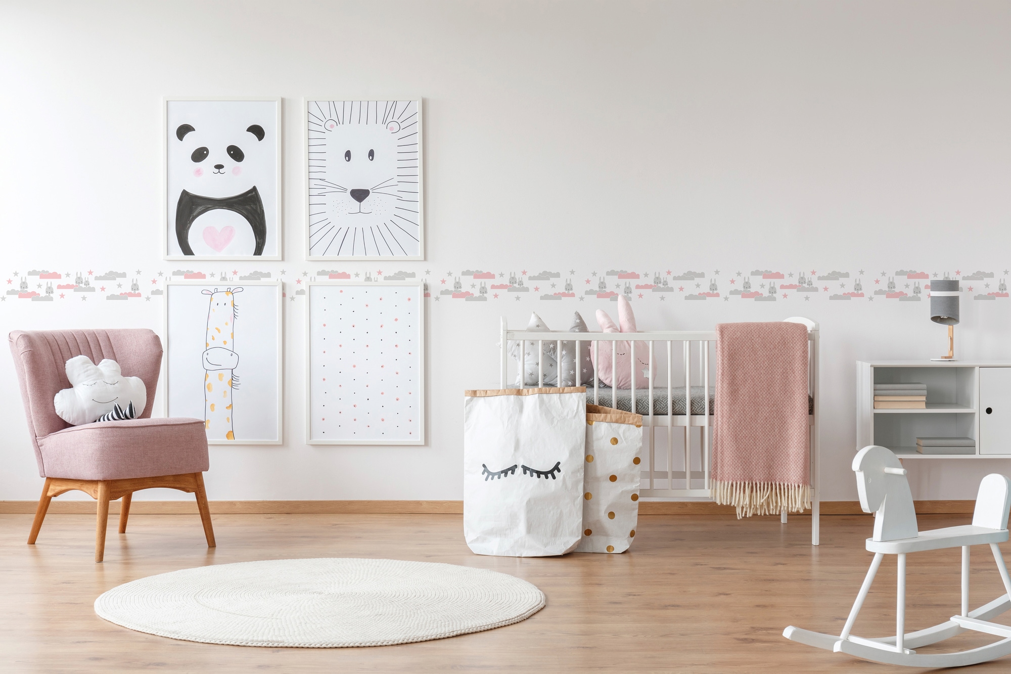A.S. Création Bordüre »Dreamy Bunny«, Motiv-abstrakt-naturalistisch, Kindertapete Tapete für Baby und Kinder Borte Flur Design Wandtapete