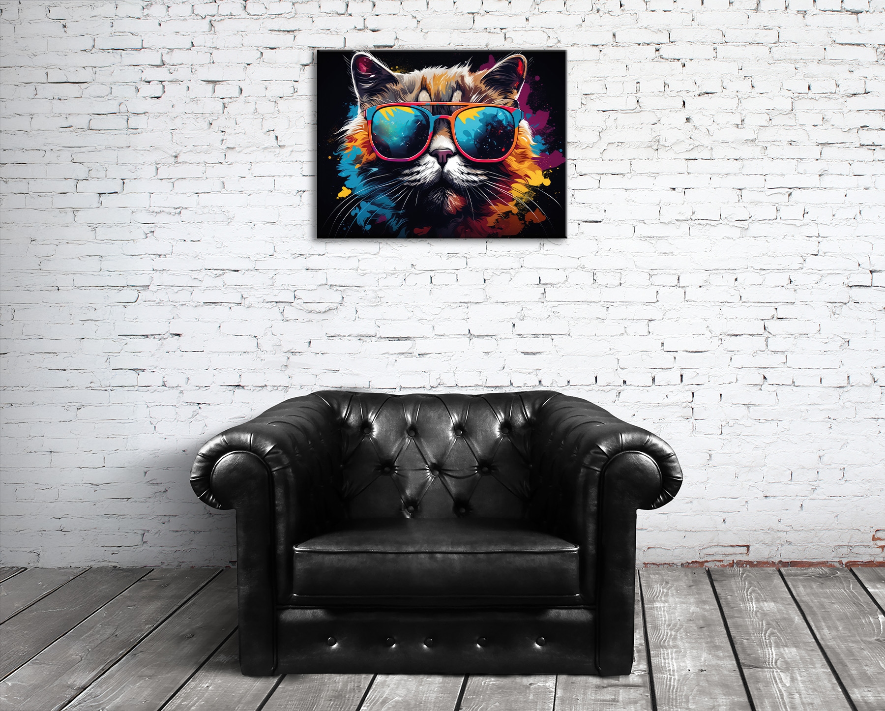 Bönninghoff Bild »COOL CAT 46x61 cm – Leinwandbild Keilrahmen Deko modern«